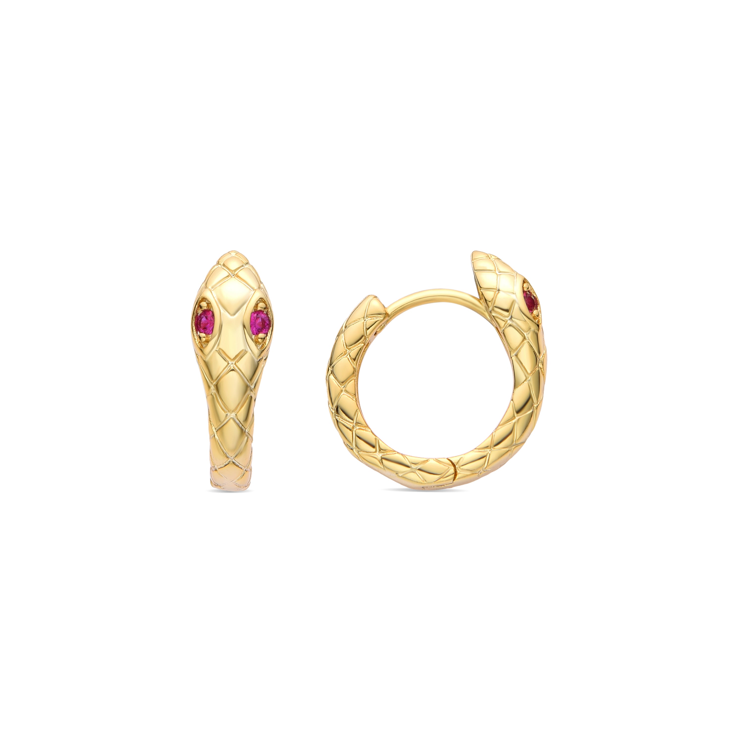 Boucles d'oreilles en zircon rubis finition or jaune 18K - Madsi