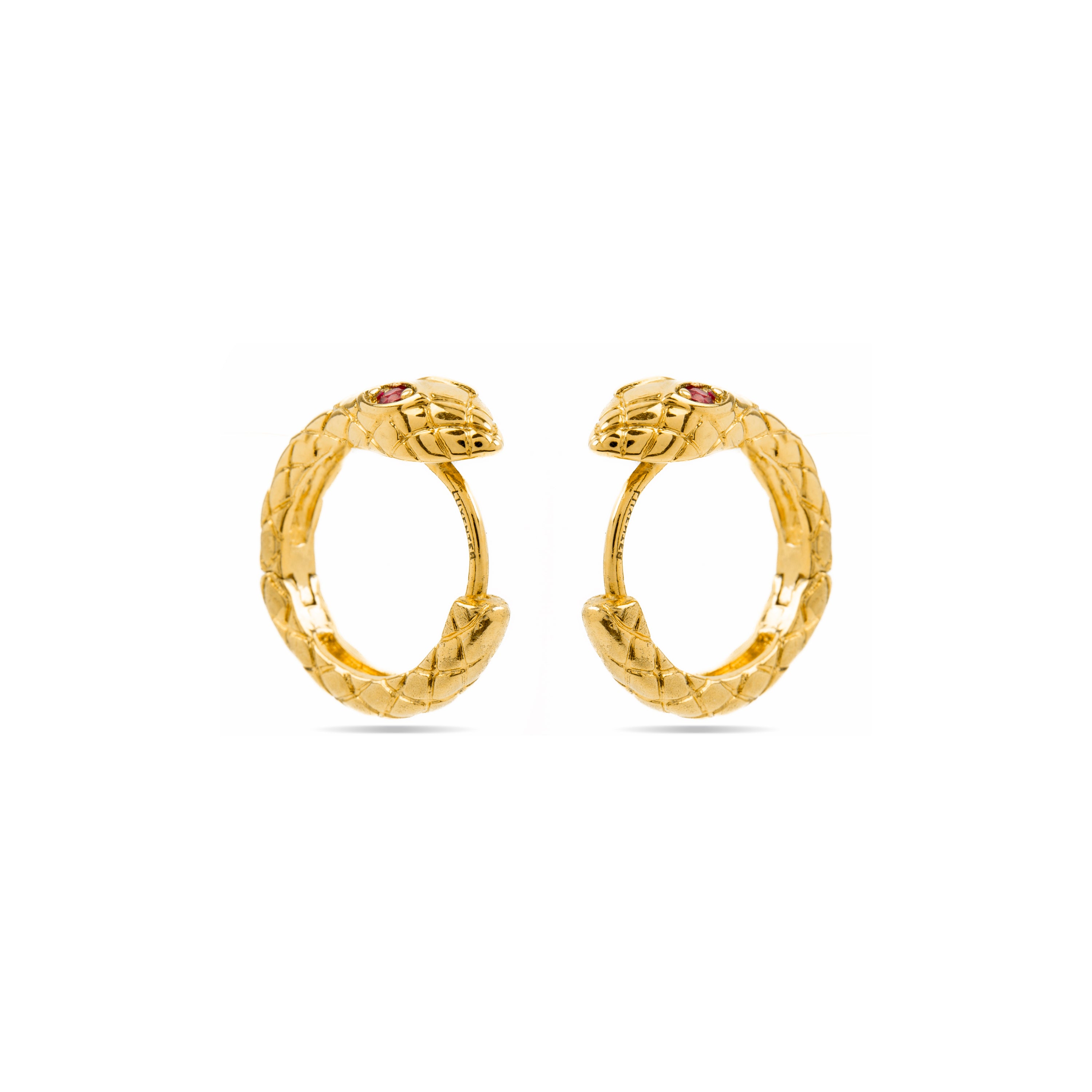 Ruby Zirconia Earrings finished in 18K yellow gold - Madsi