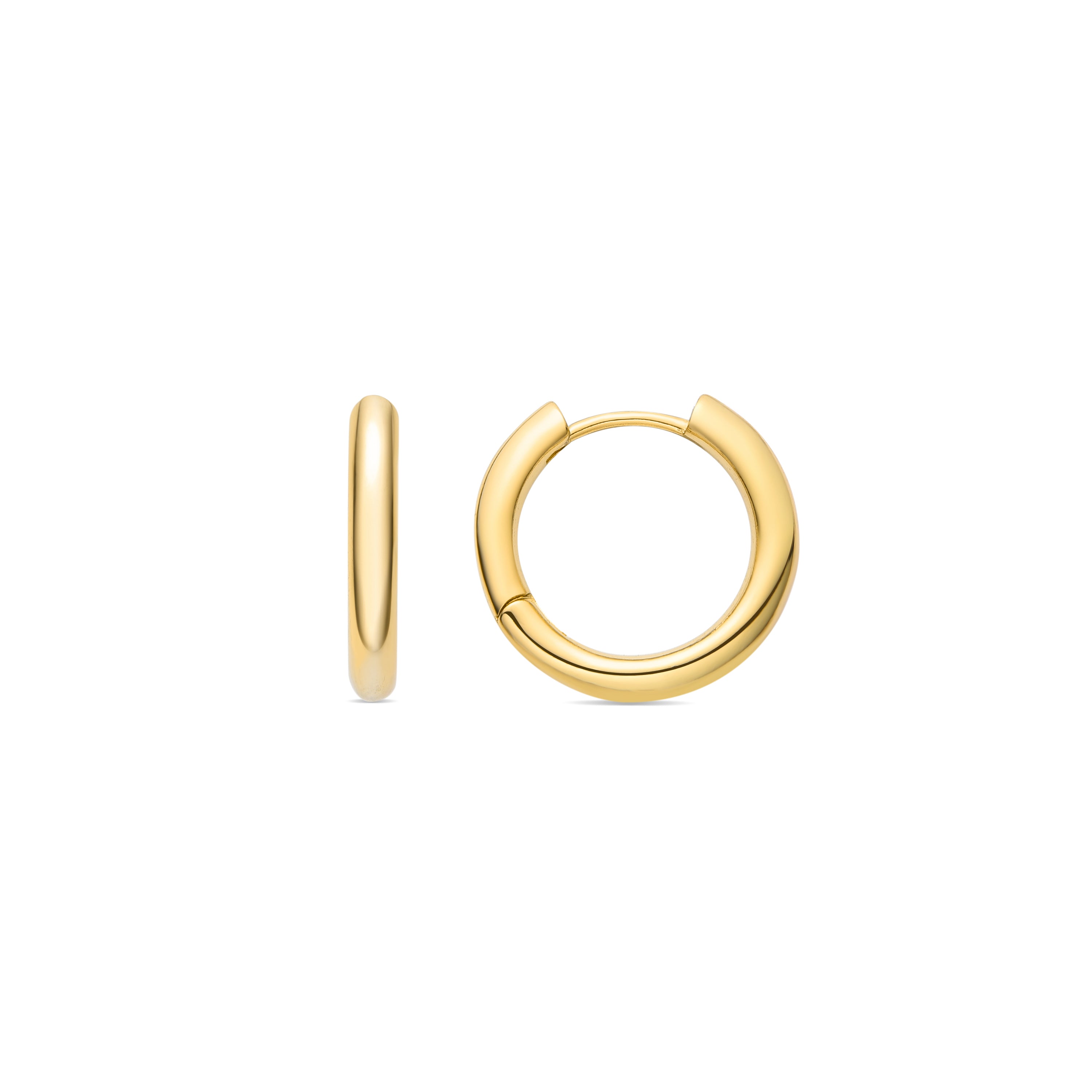 Ohrringe mit 19mm Durchmesser und Zirkonia, 18K Gelbgold-Finish - Kuye