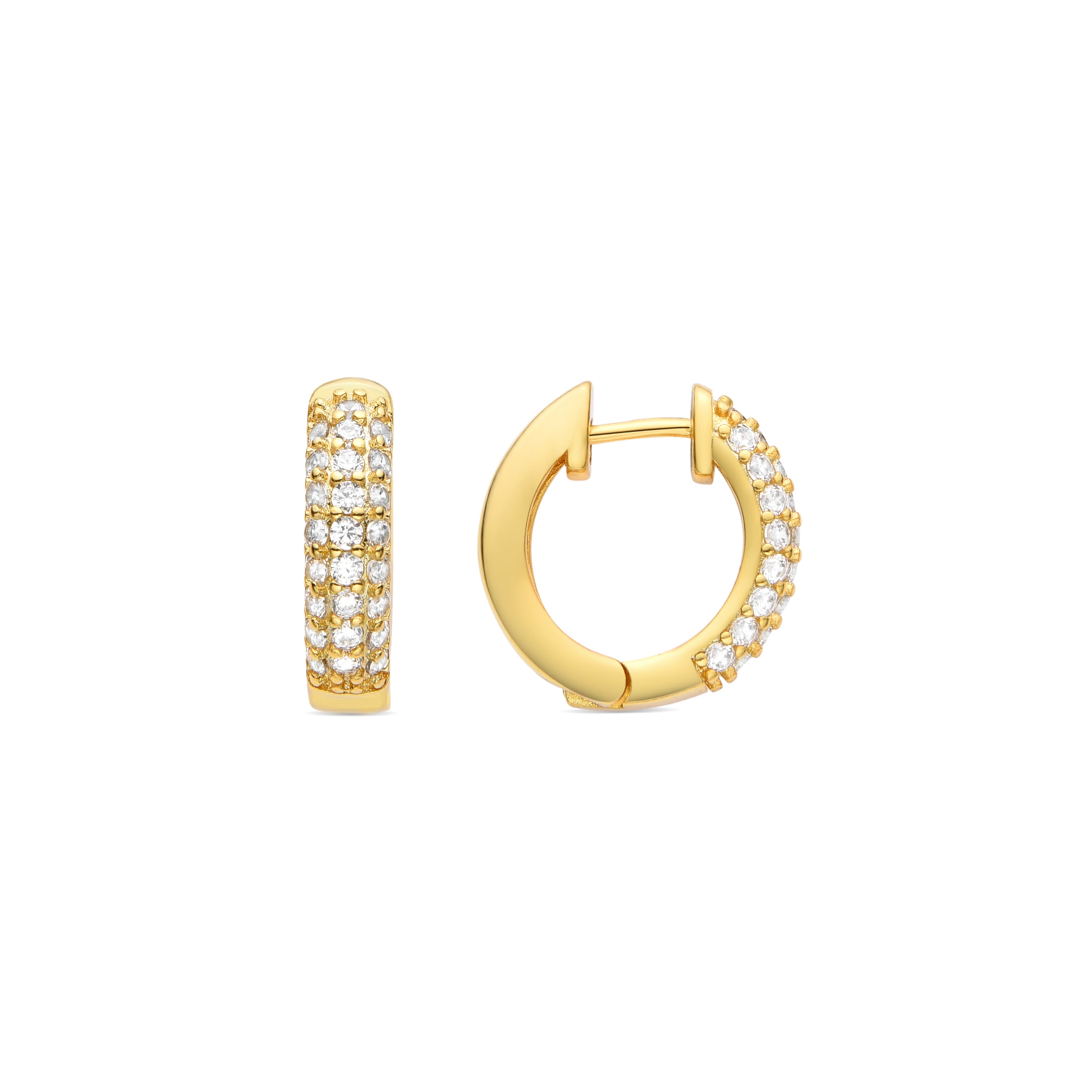 Boucles d'oreilles en zircon brillant finition or jaune 18K - Rieli