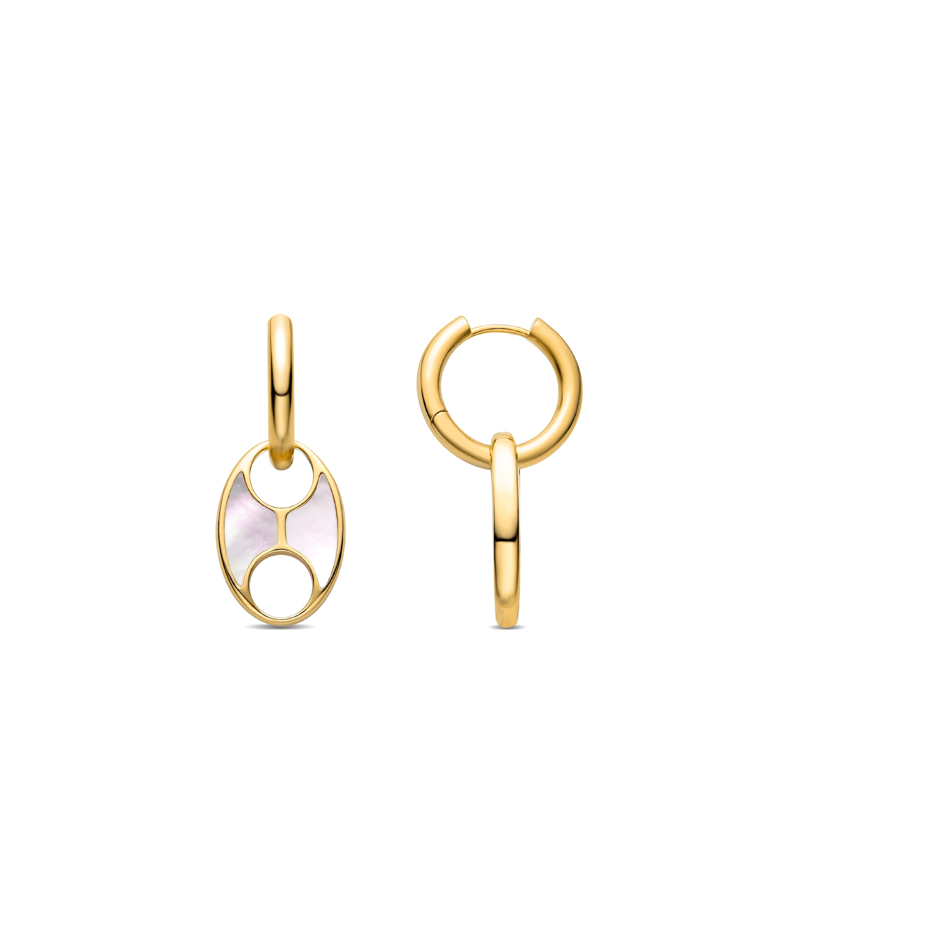Pendientes de Madreperla Blanca acabados en oro amarillo 18K - Guelios