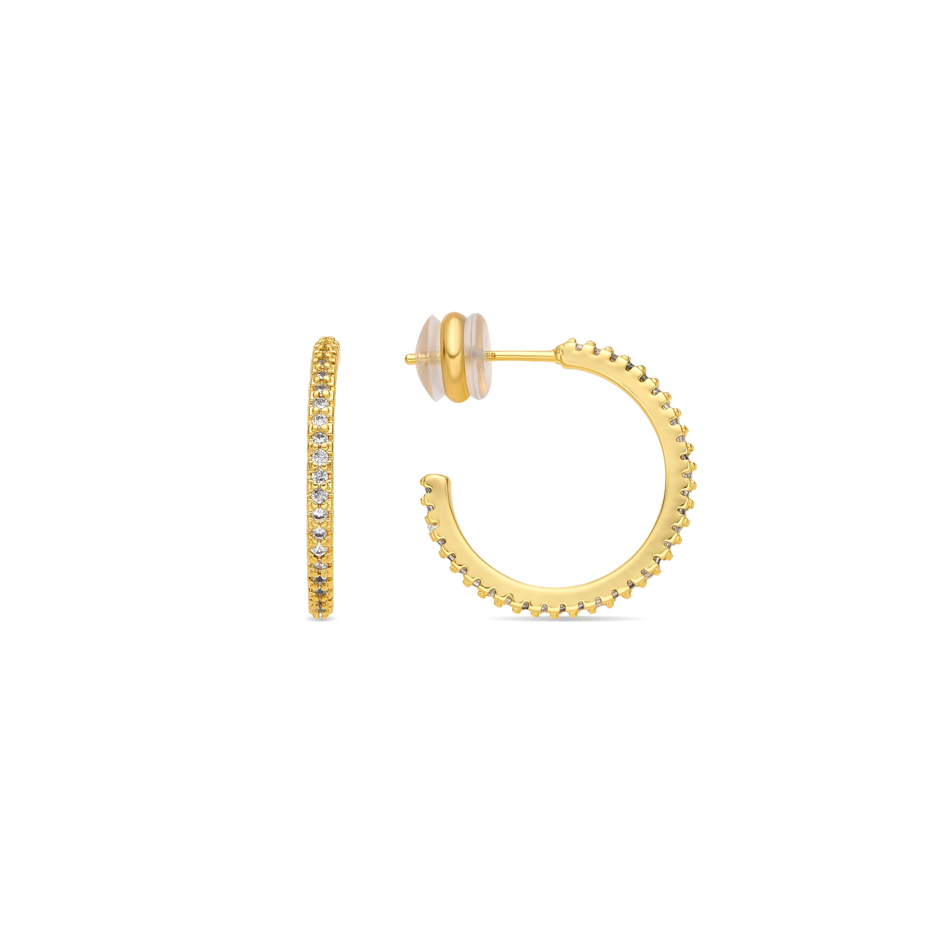 18k Yellow Gold Finished Earrings with Brilliant Zirconia - Koson