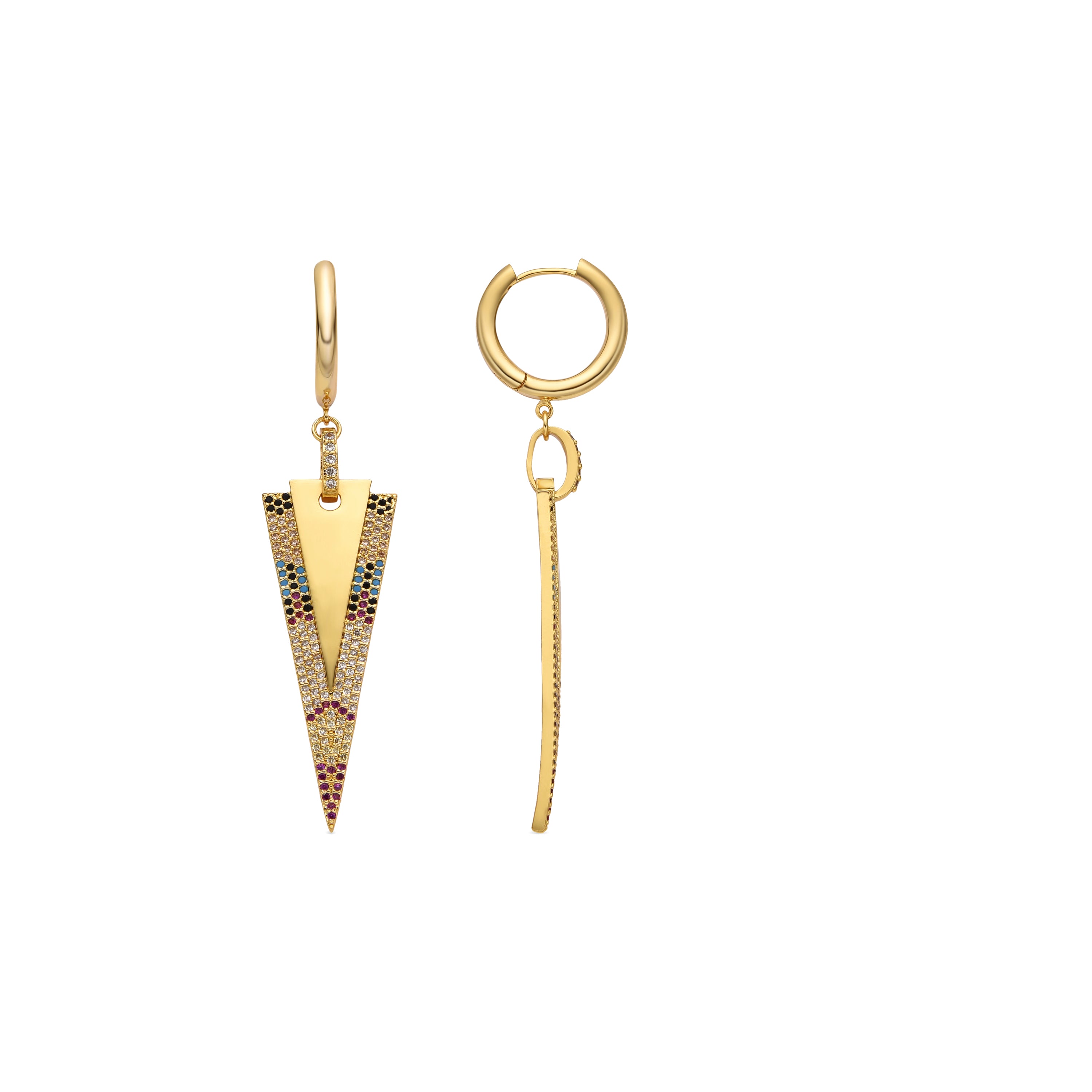 Ohrringe mit mehrfarbigen Zirkonia, 18 Karat Gold-Finish - Colix