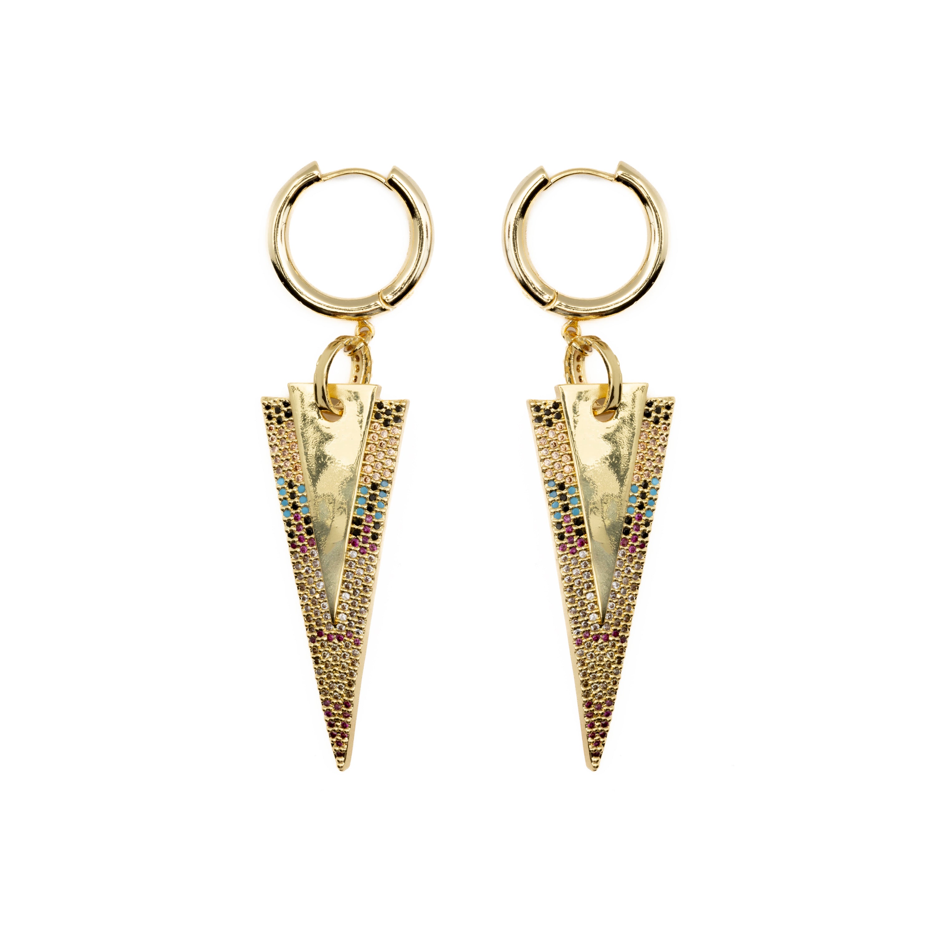 Ohrringe mit mehrfarbigen Zirkonia, 18 Karat Gold-Finish - Colix