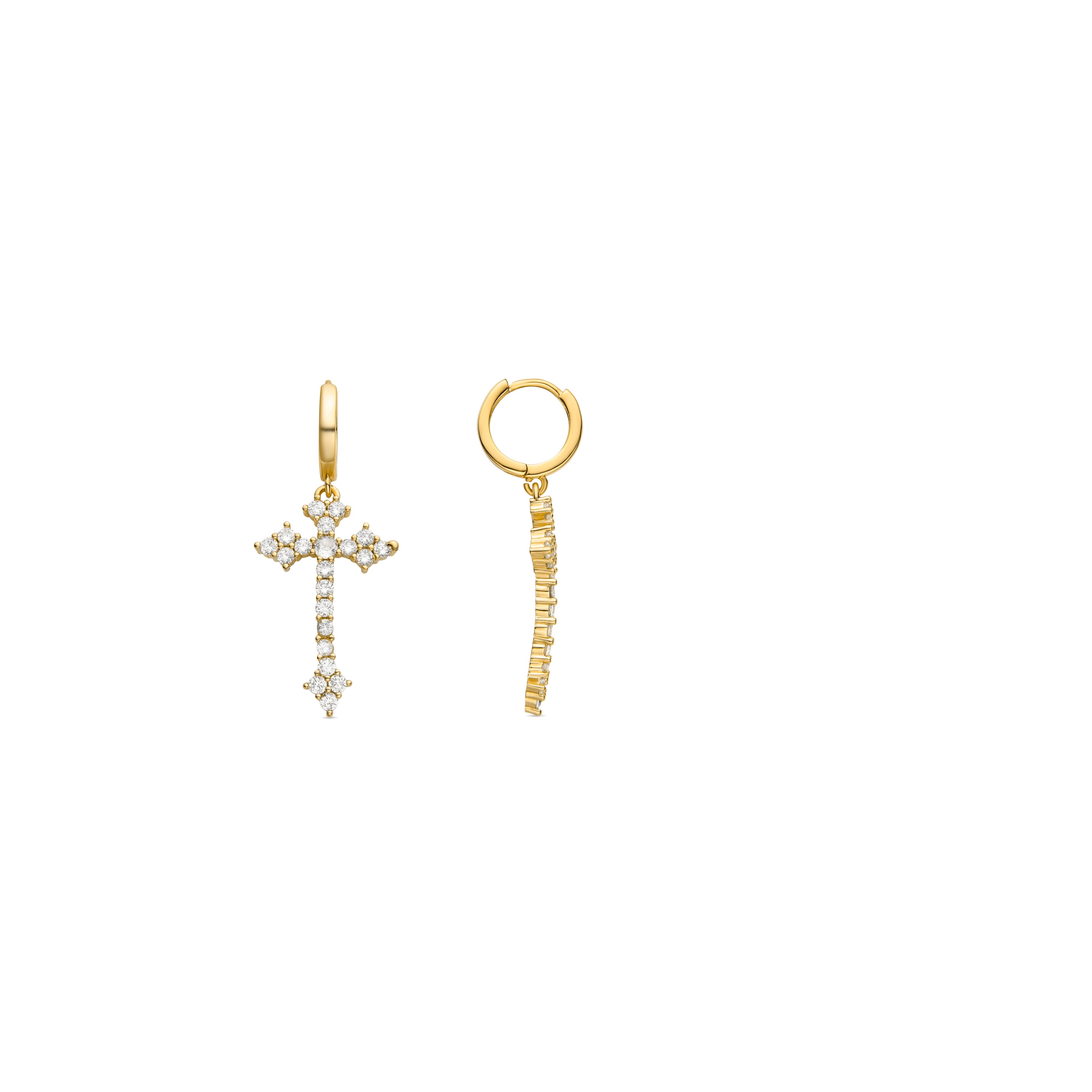Brincos de Zircónia Brilhante com acabamento em ouro amarelo 18K - Lysay