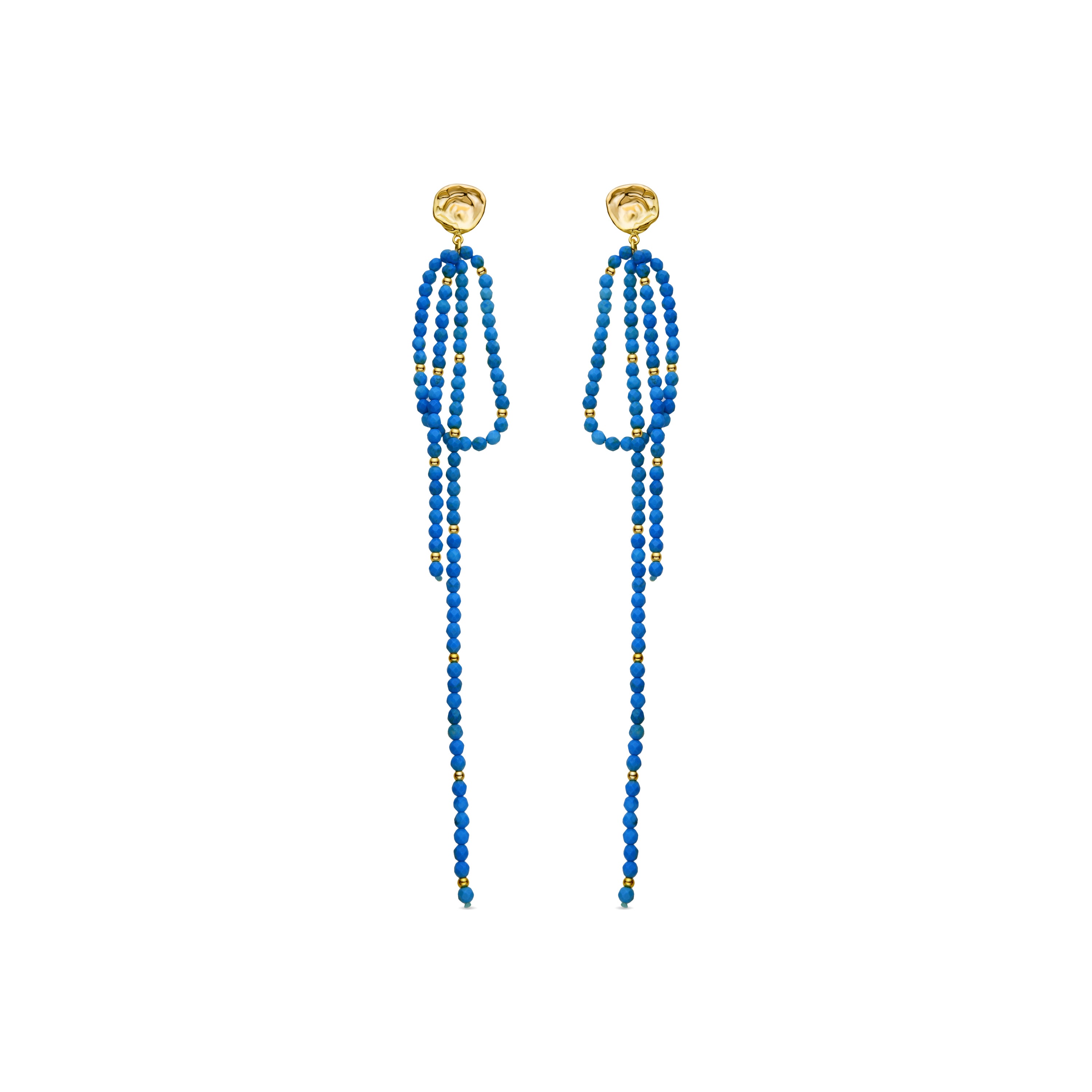 Turquoise earrings finished in 18K yellow gold - Fawya