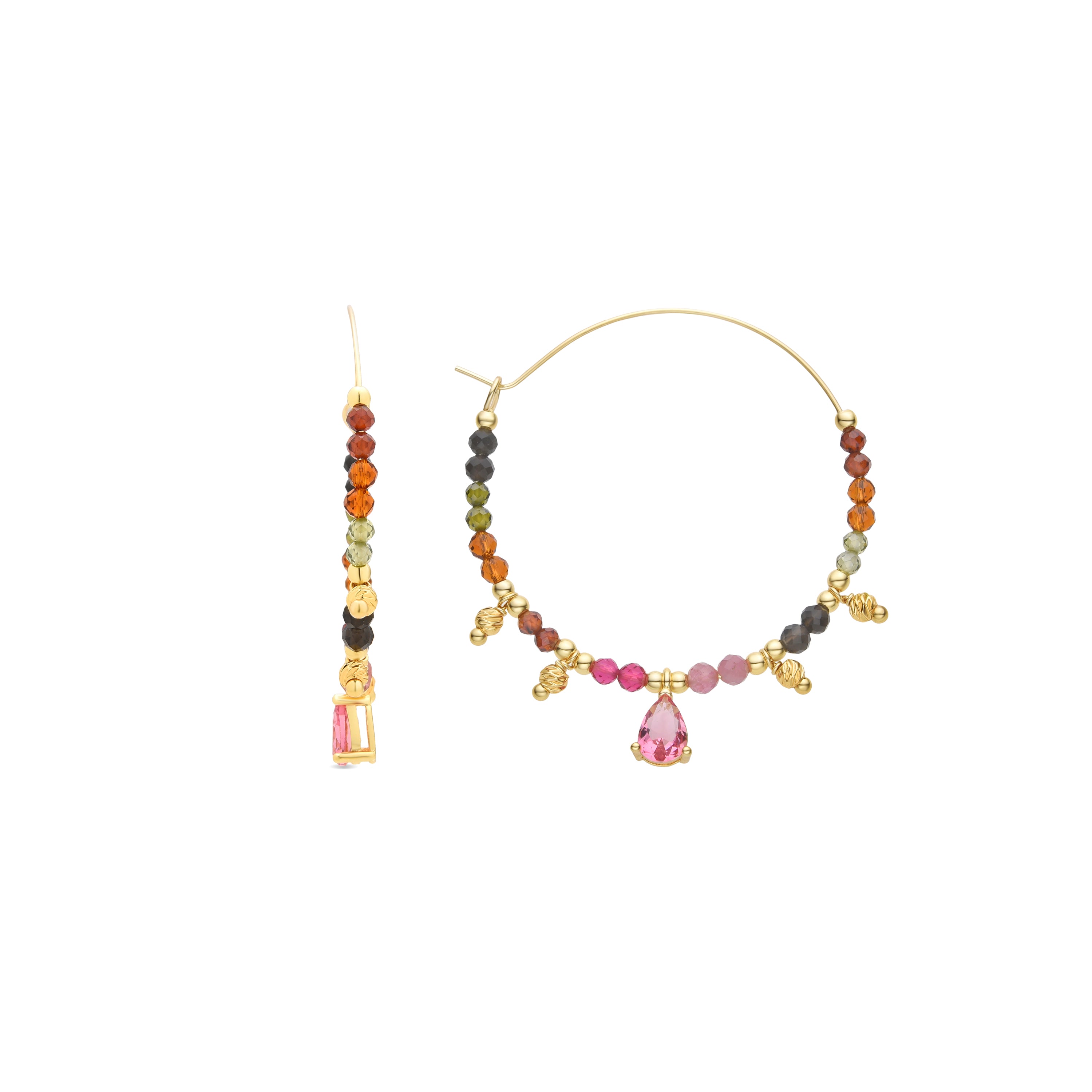 Pendientes de Turmalina Multicolor acabados en oro amarillo 18K - Baim