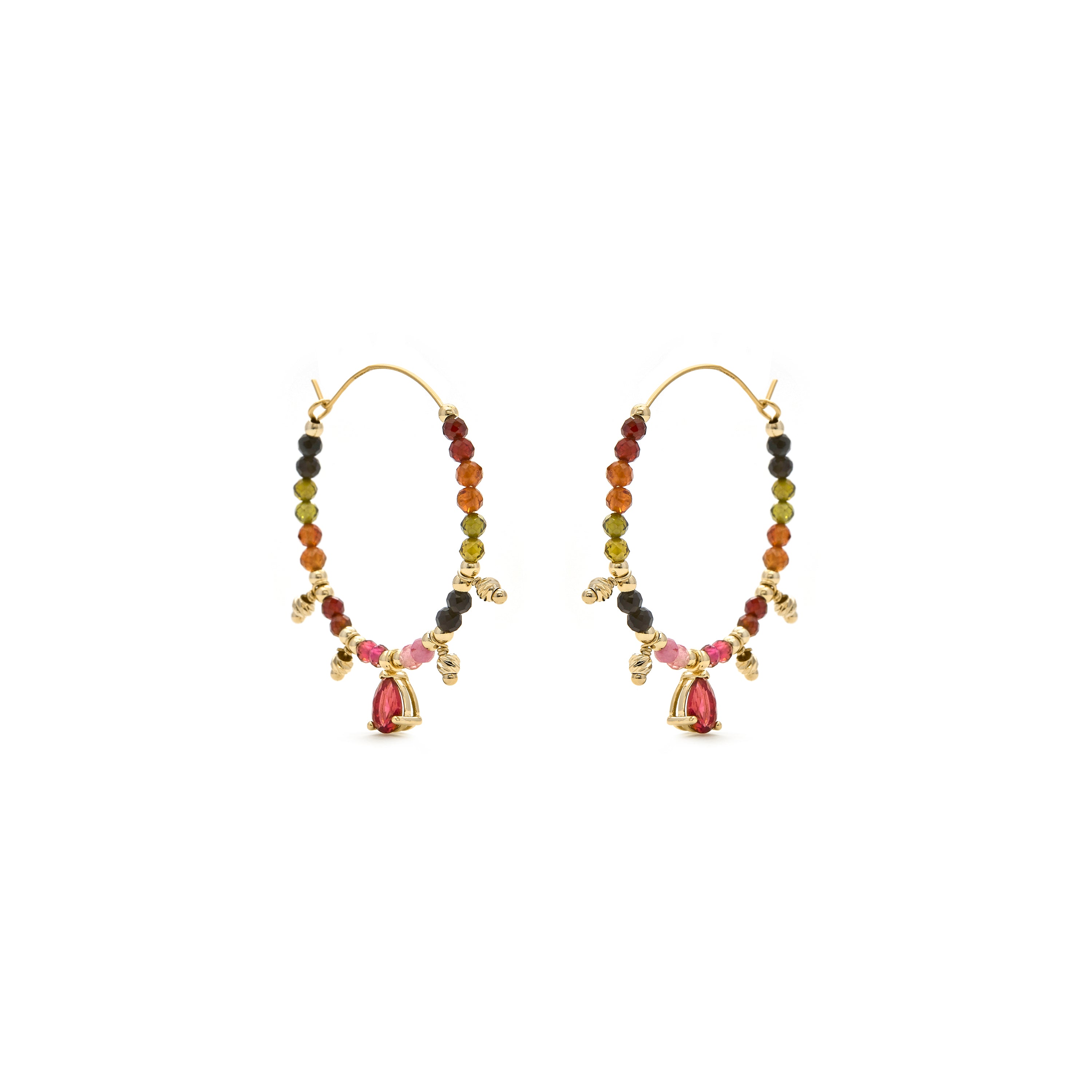 Ohrringe aus mehrfarbiger Turmalin mit 18K Gelbgold-Finish - Baim