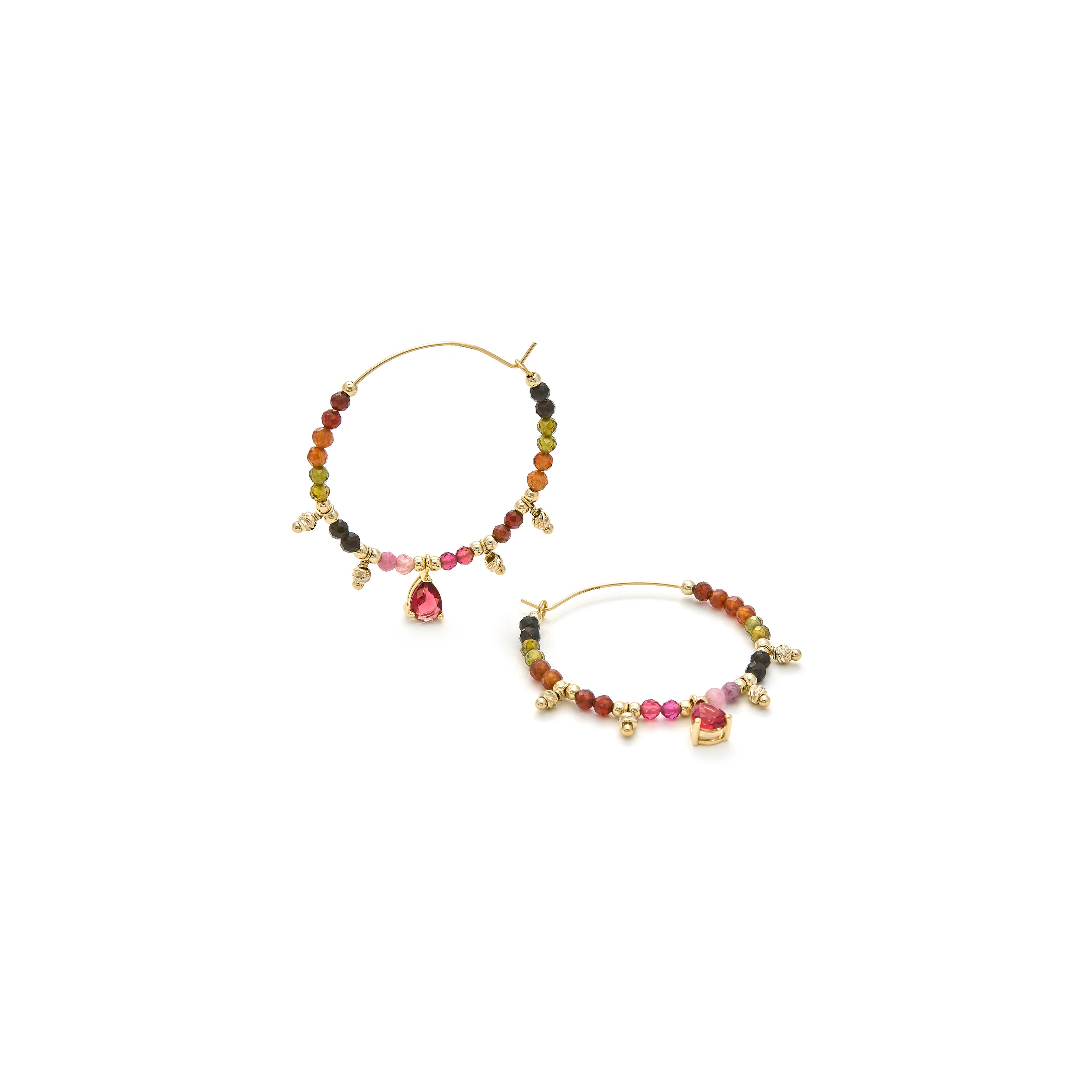 Ohrringe aus mehrfarbiger Turmalin mit 18K Gelbgold-Finish - Baim
