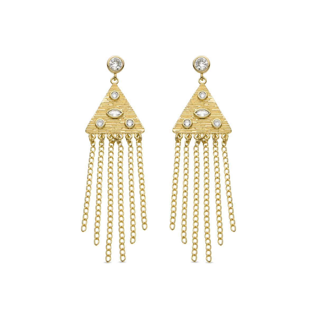 Orecchini in Zirconia Cubica finiti in oro giallo 18K - Sufariz