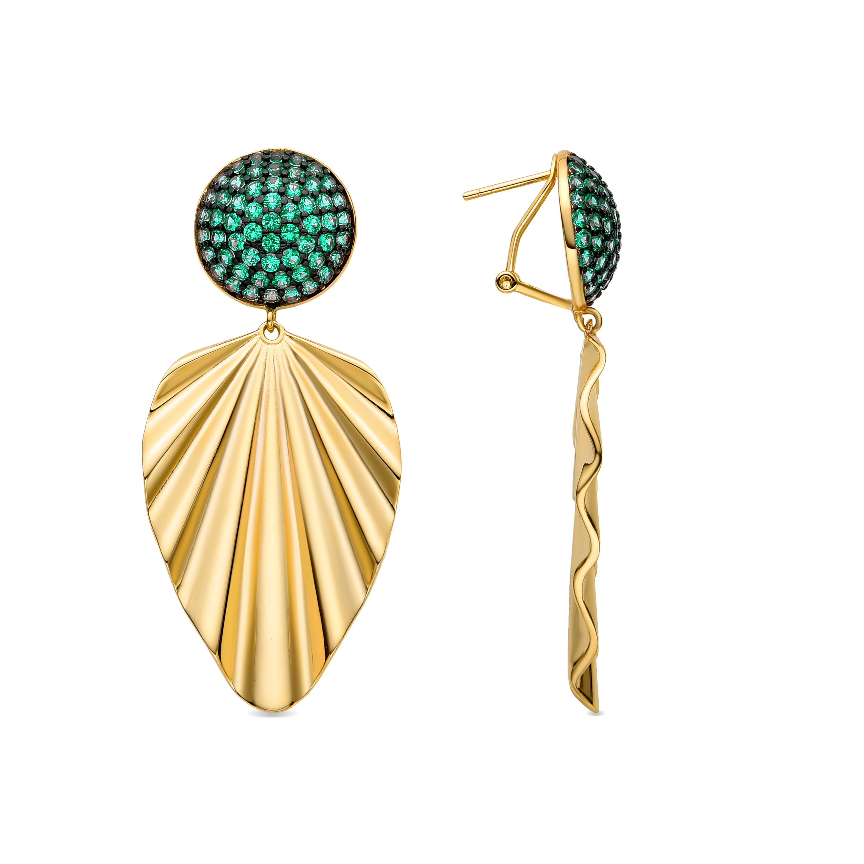 Brincos de Quartzo Hidrotermal Verde Claro acabados em ouro amarelo 18K - Nyesil