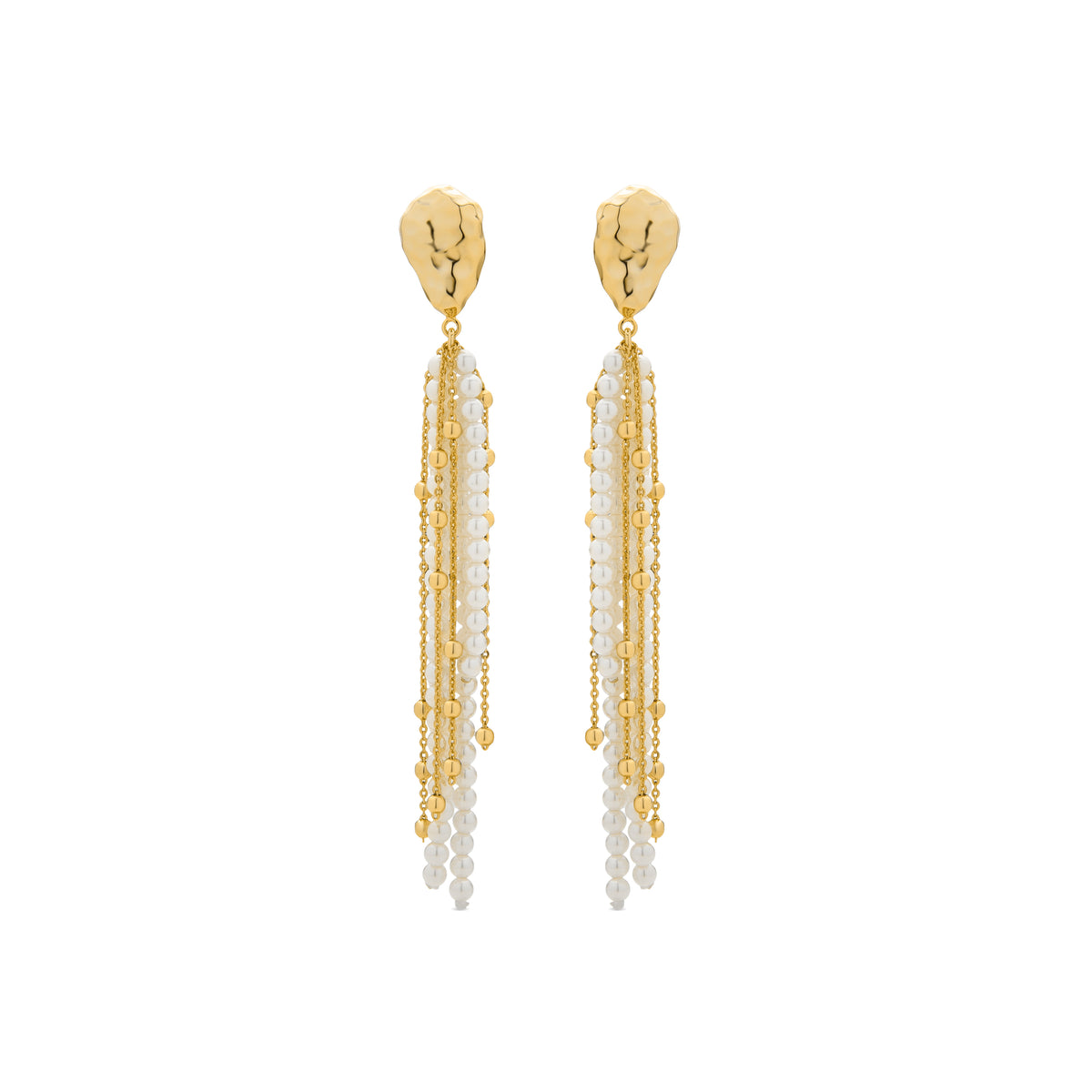 Pendientes de Perla Blanca acabados en oro amarillo 18K - Subri