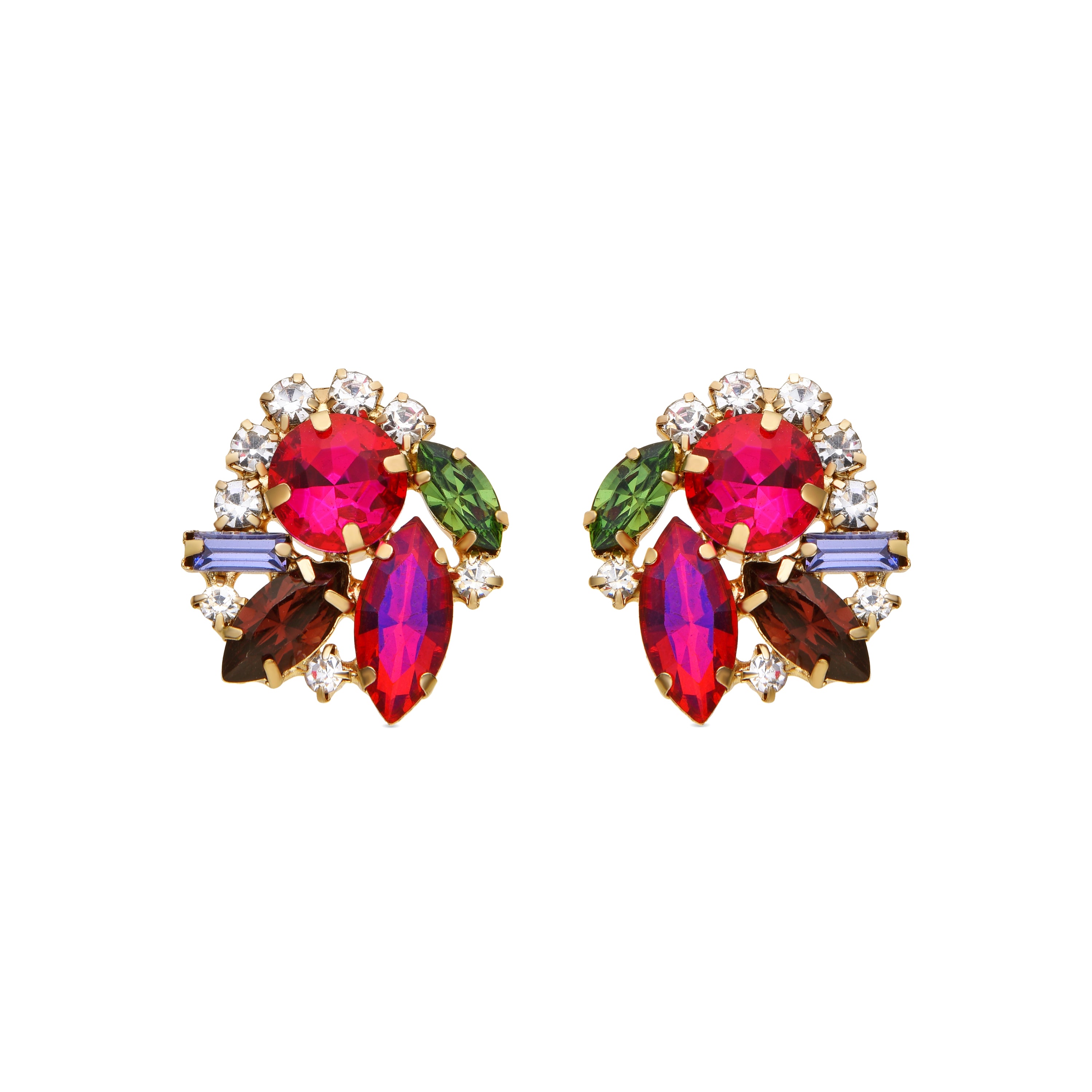 Purple Crystal Earrings finished in 18K yellow gold - Mutaj