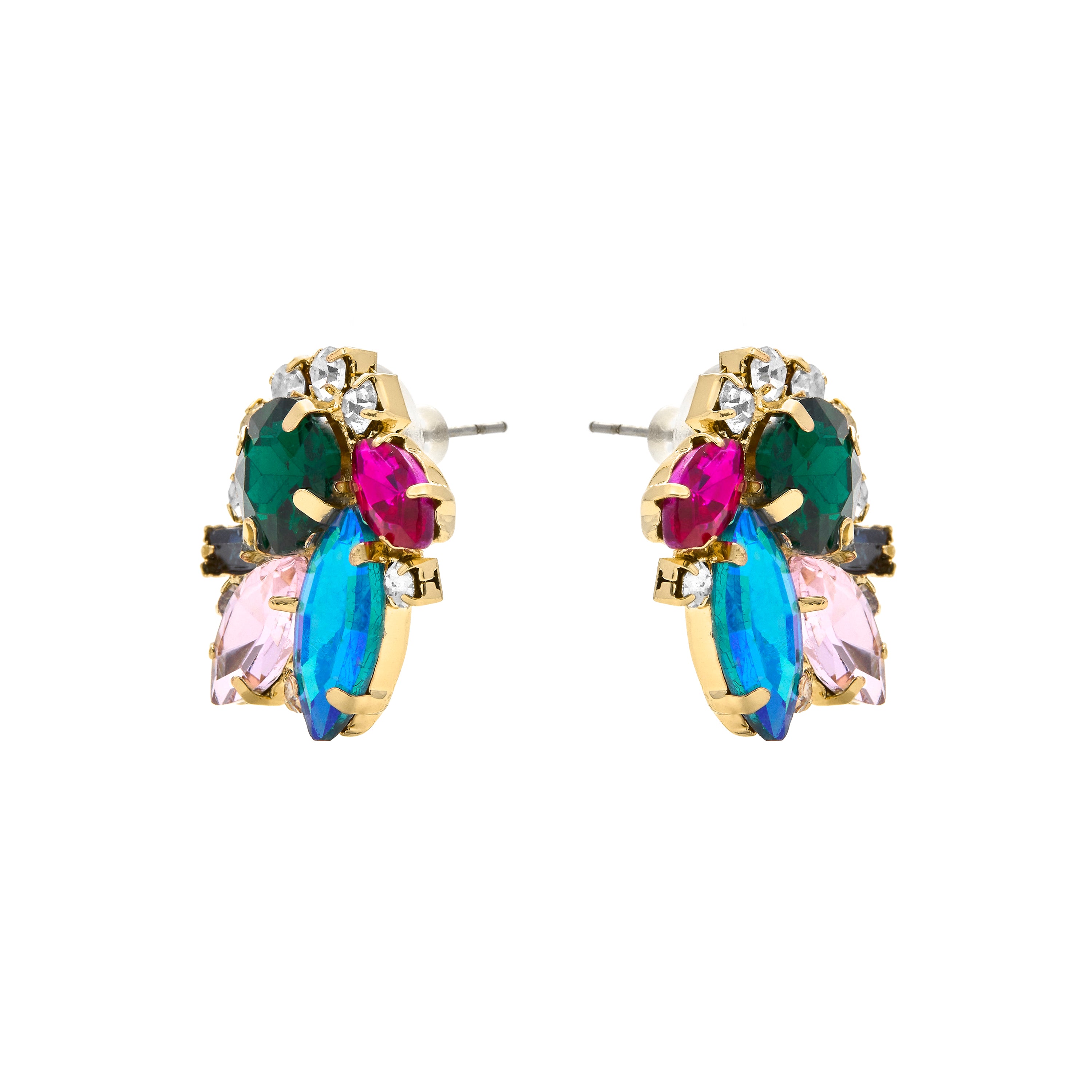 Blue Crystal Earrings finished in 18K yellow gold - Nyuva