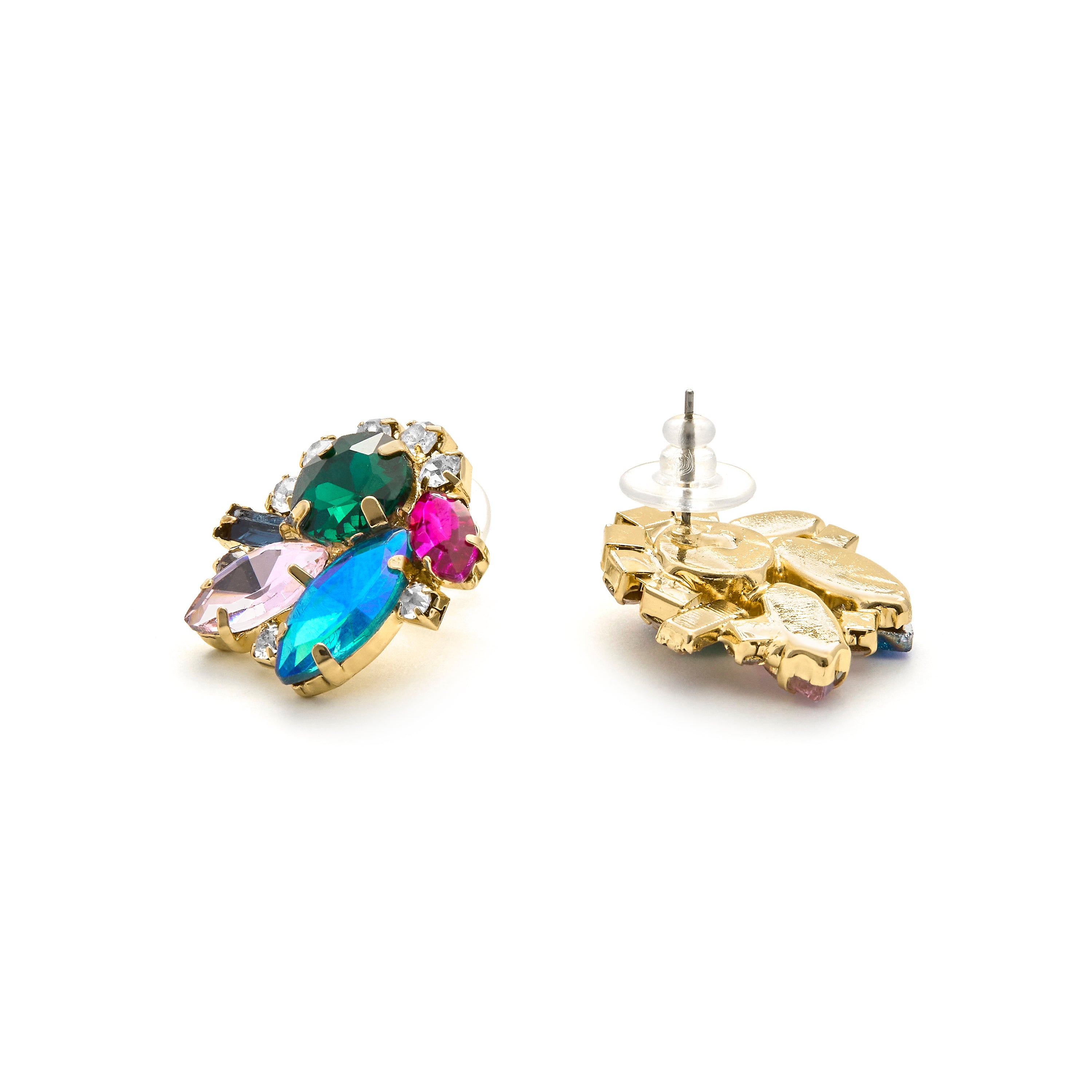 Blue Crystal Earrings finished in 18K yellow gold - Nyuva
