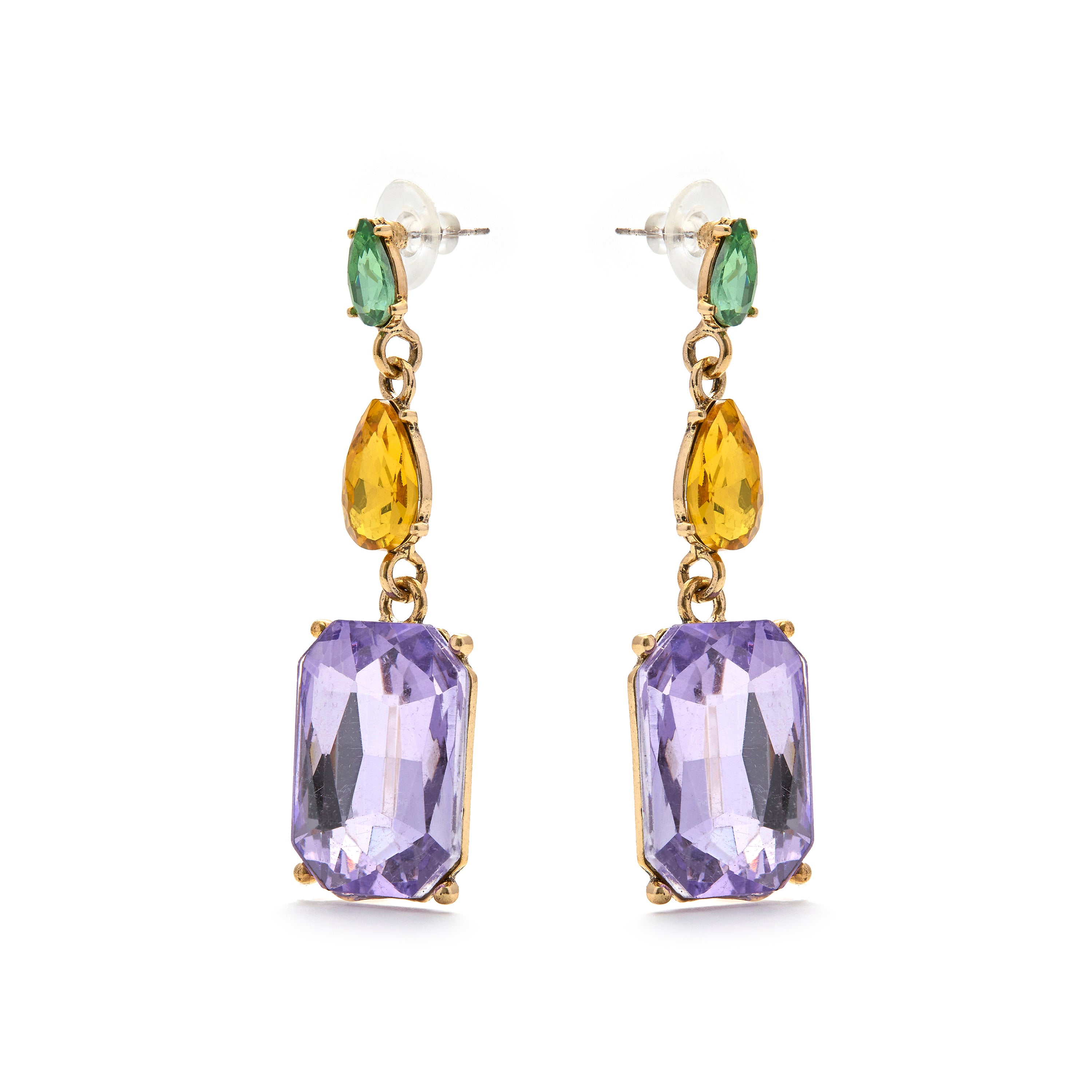 Purple Crystal Earrings finished in 18K yellow gold - Phiaqua