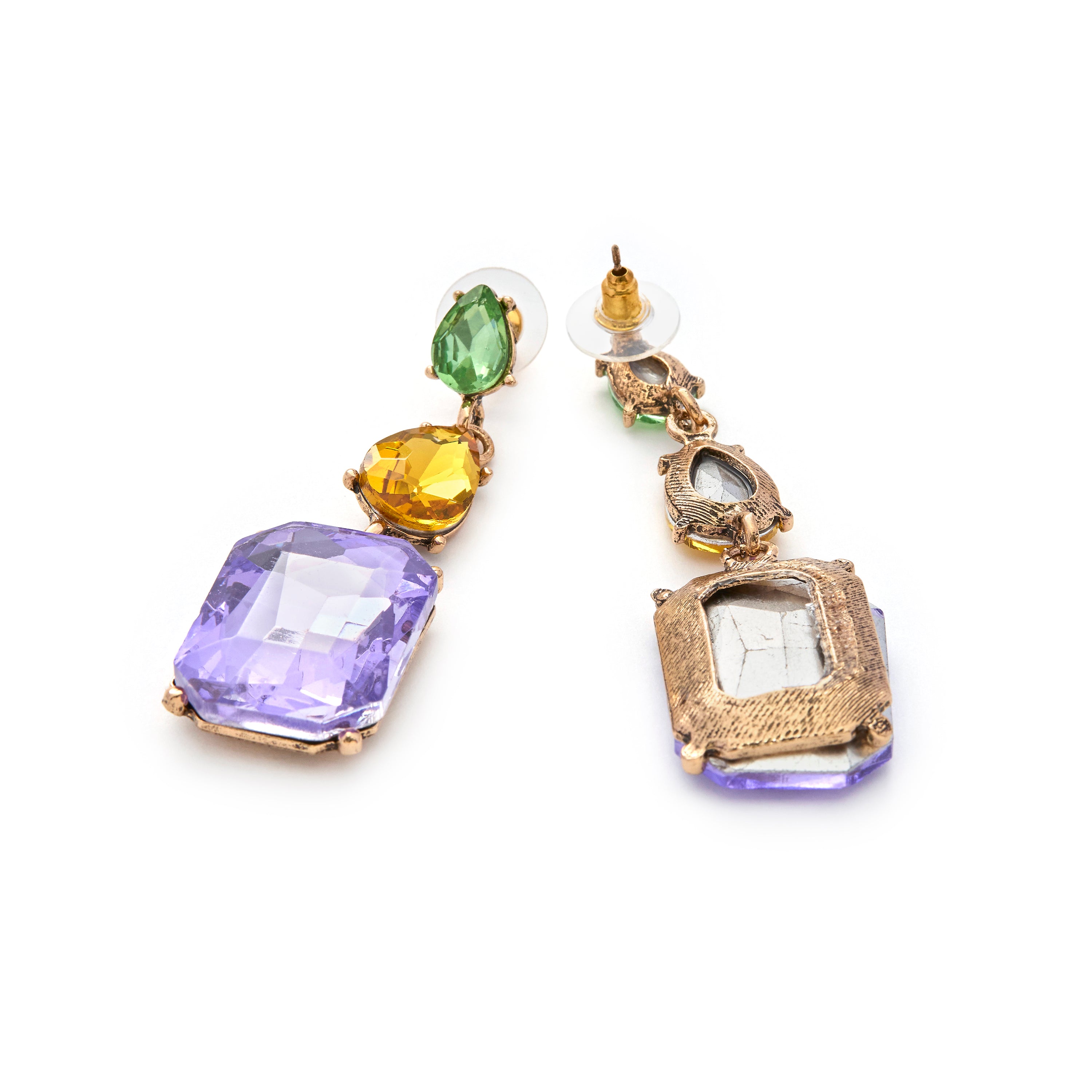 Purple Crystal Earrings finished in 18K yellow gold - Phiaqua
