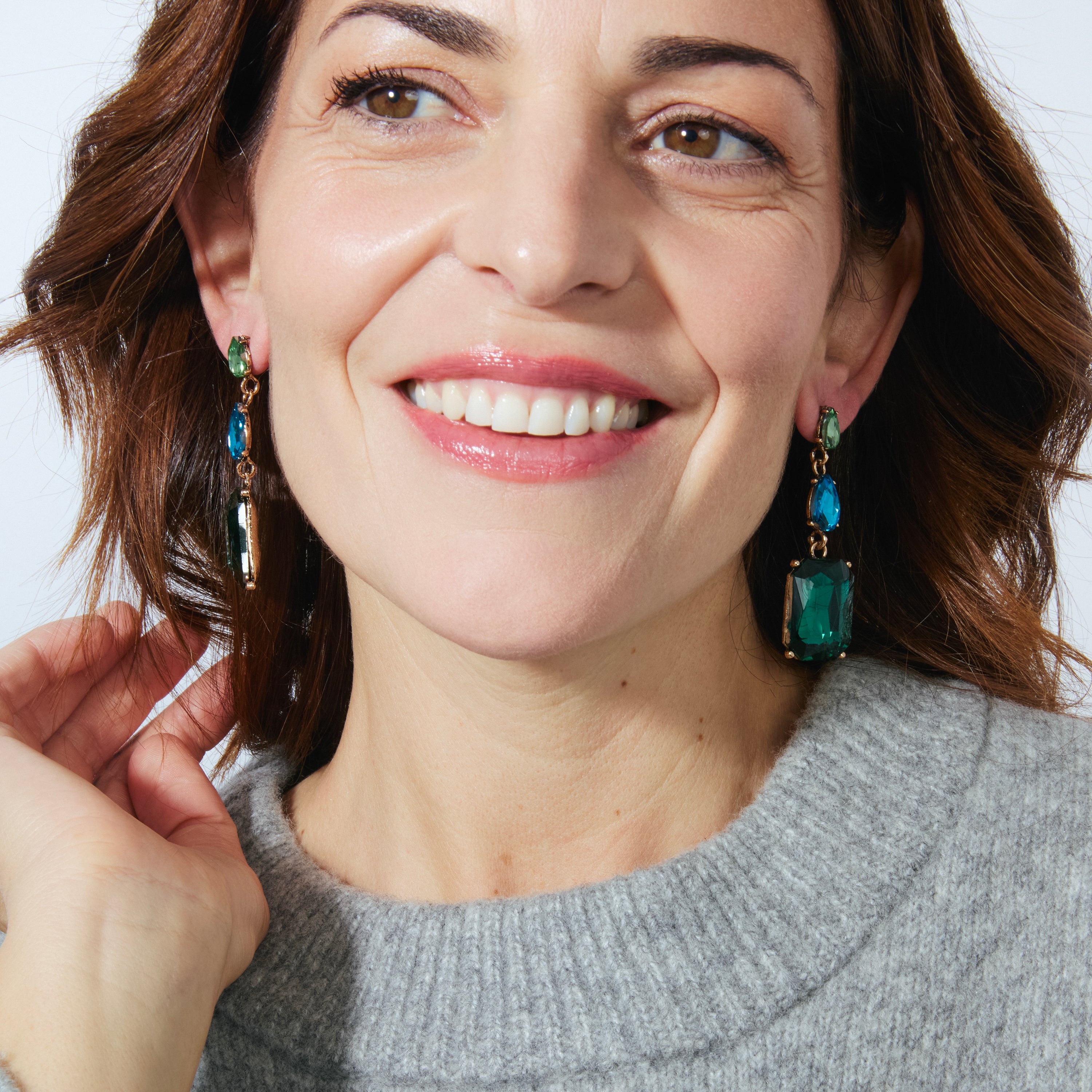 Boucles d'oreilles en cristal vert finition or jaune 18K - Lali