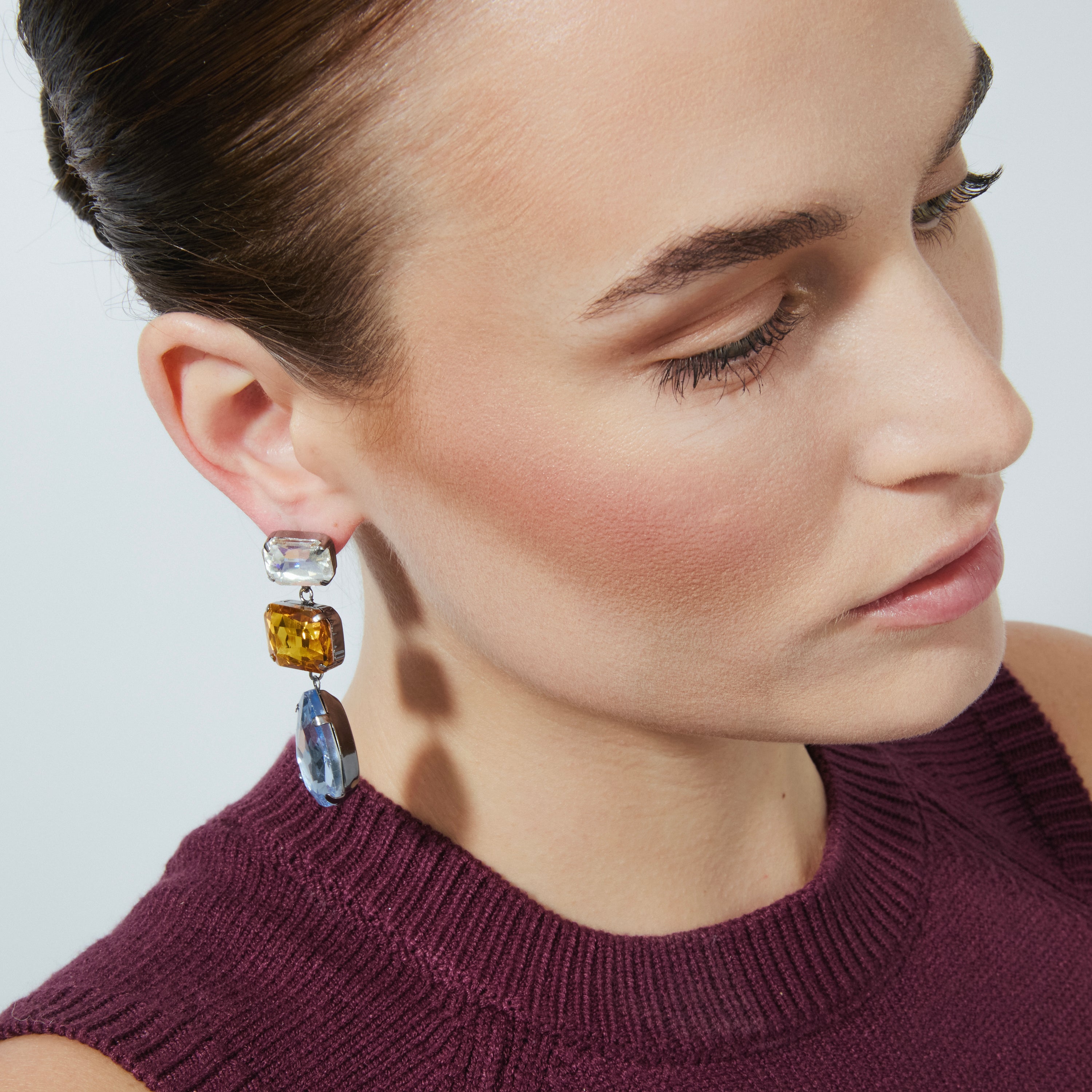 Ohrringe aus blauem Kristall mit 18K Gelbgold-Finish - Ifar
