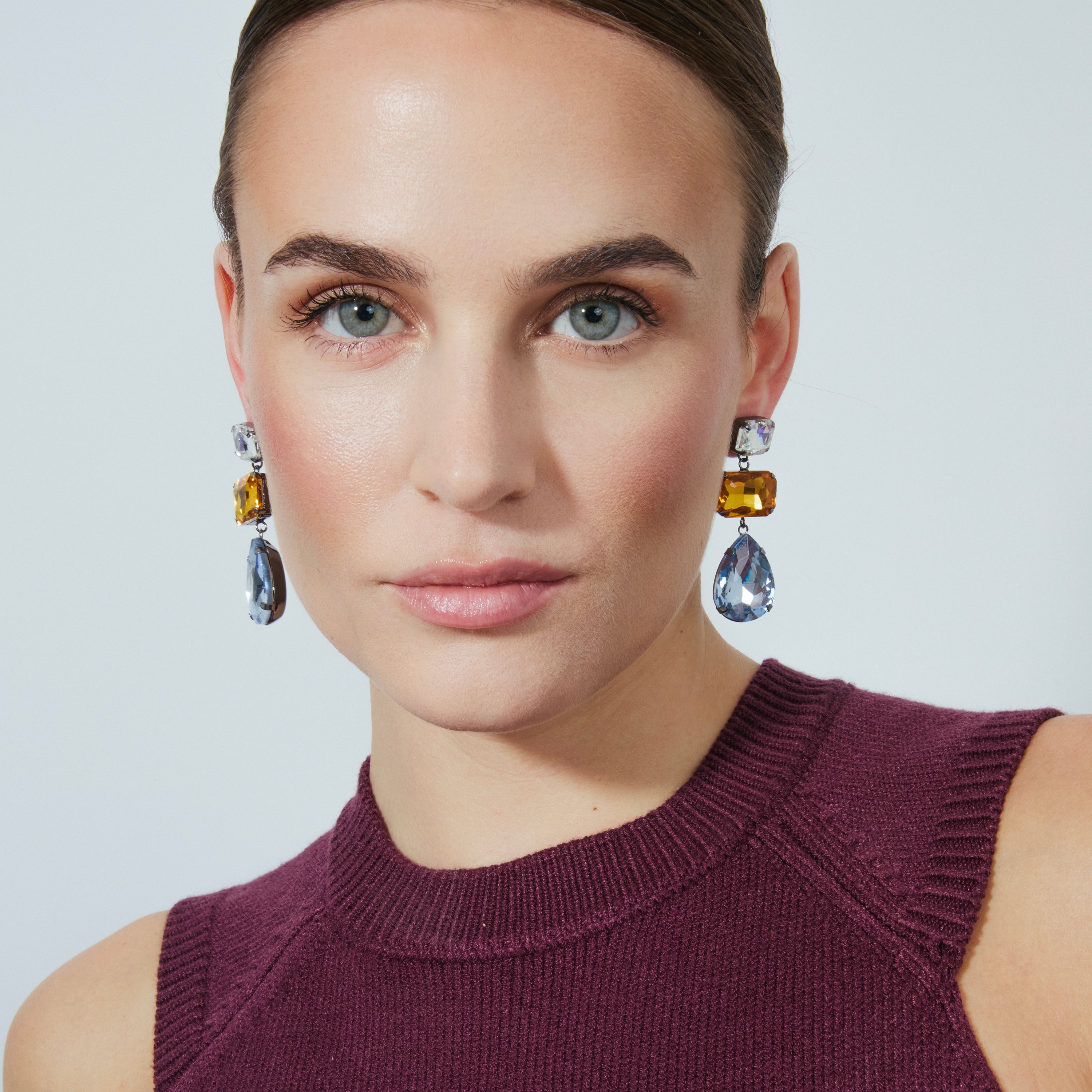 Ohrringe aus blauem Kristall mit 18K Gelbgold-Finish - Ifar
