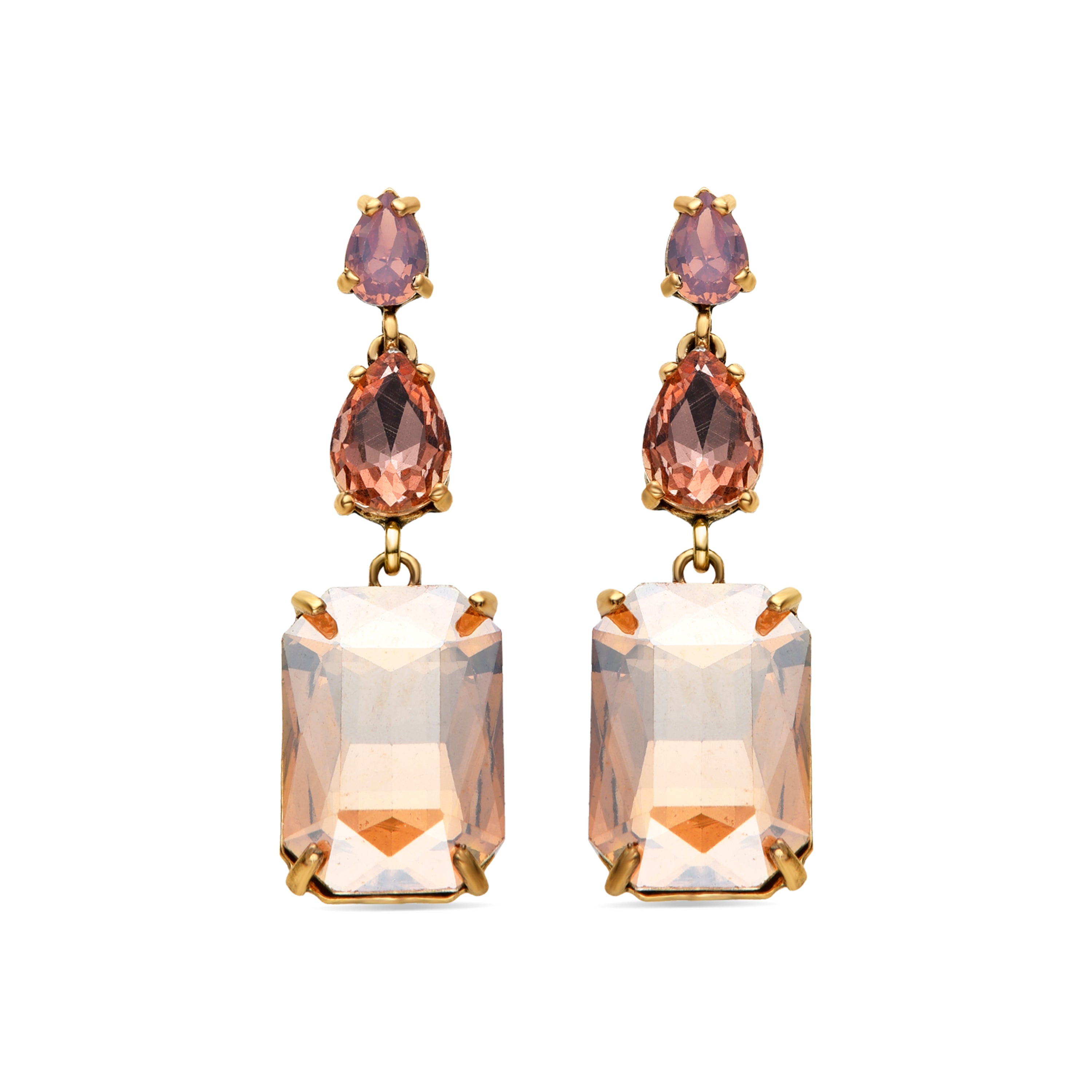 Multicolor Crystal Earrings finished in 18K yellow gold - Kiop