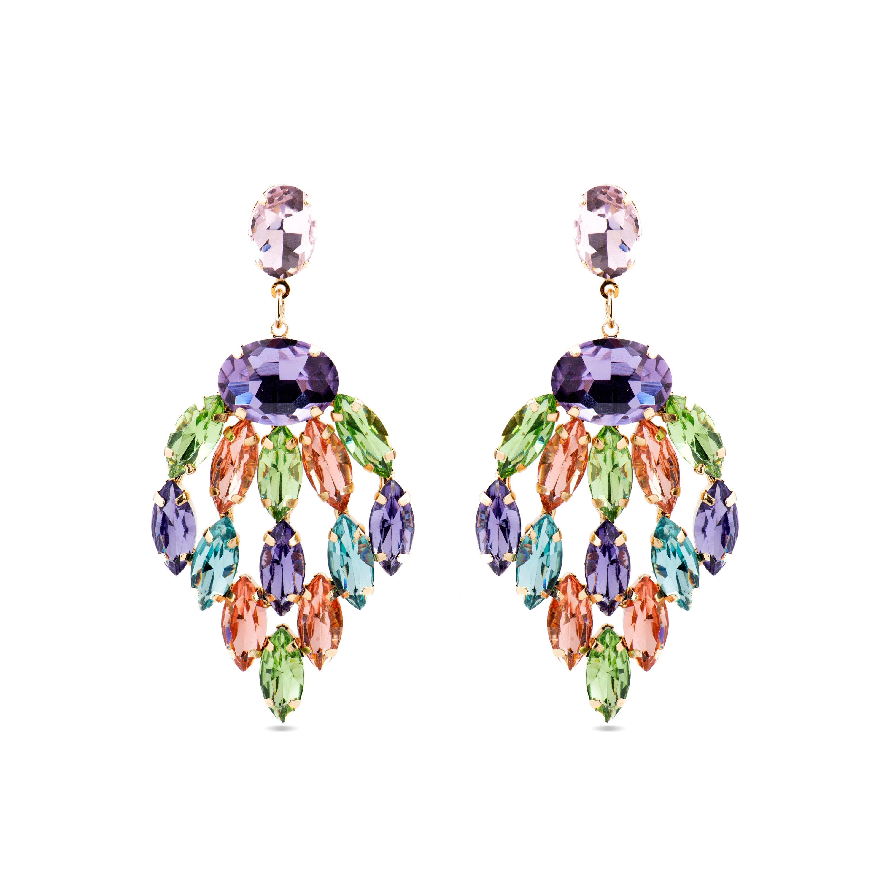 Ohrringe mit mehrfarbigem Kristall, 18k Gold-Finish - Imkas