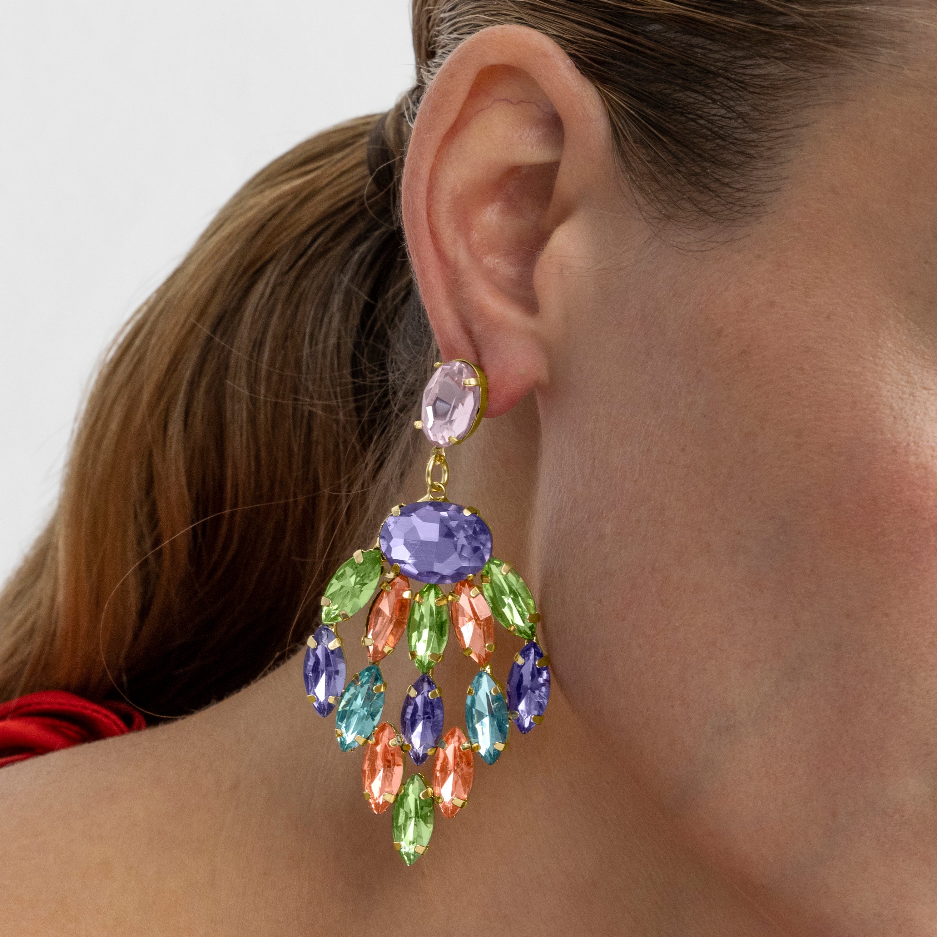 Ohrringe mit mehrfarbigem Kristall, 18k Gold-Finish - Imkas