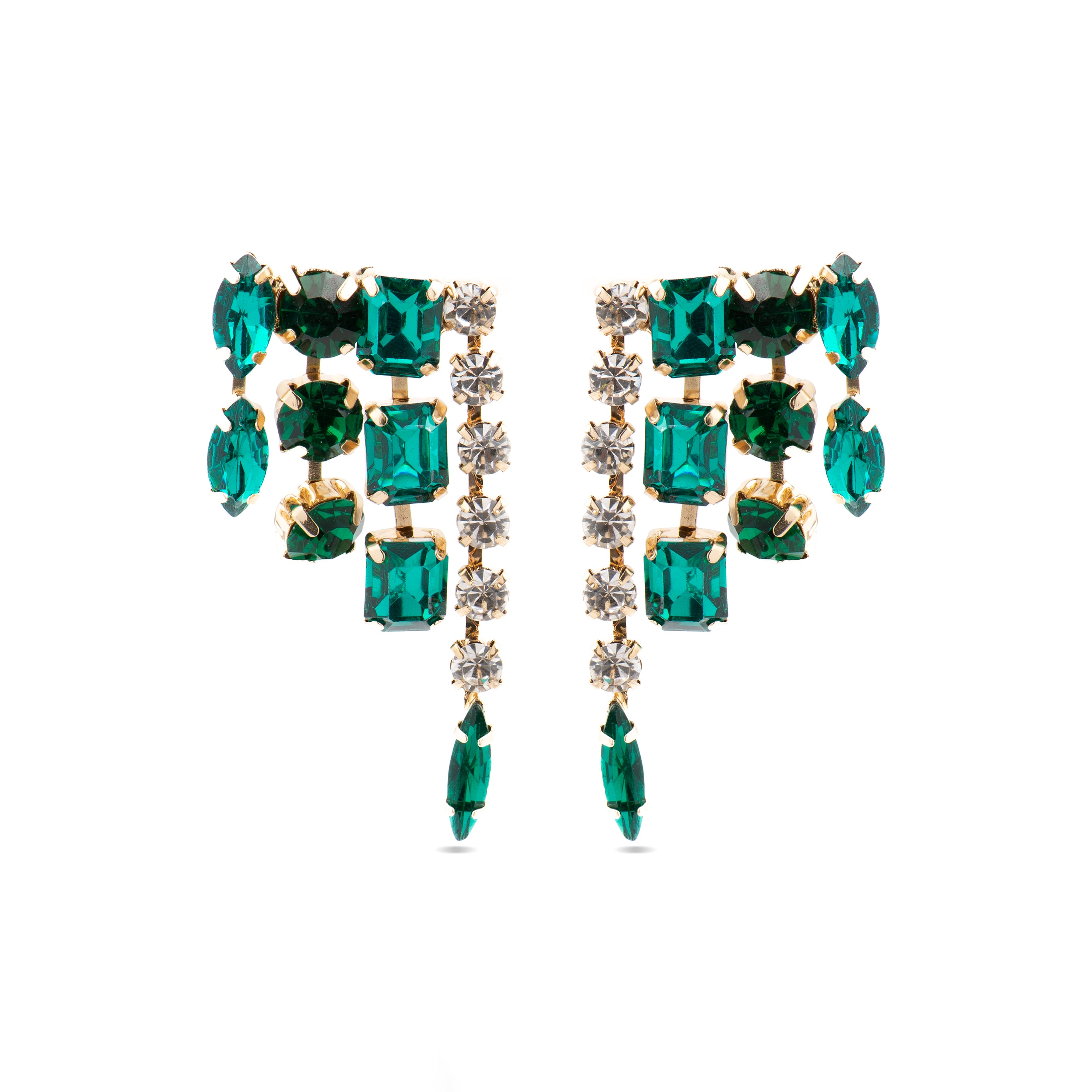 Multicolor Crystal Earrings with 18k Gold Finish - Ordfi