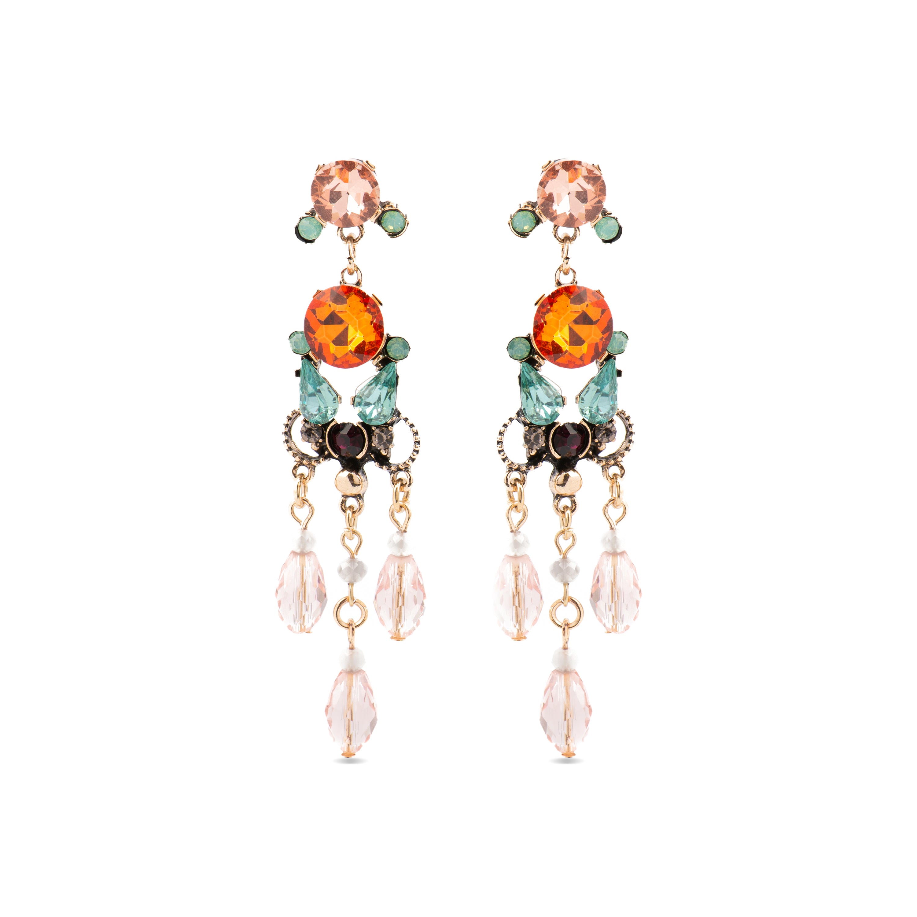 Multicolor Crystal Earrings with 18k Gold Finish - Mormus