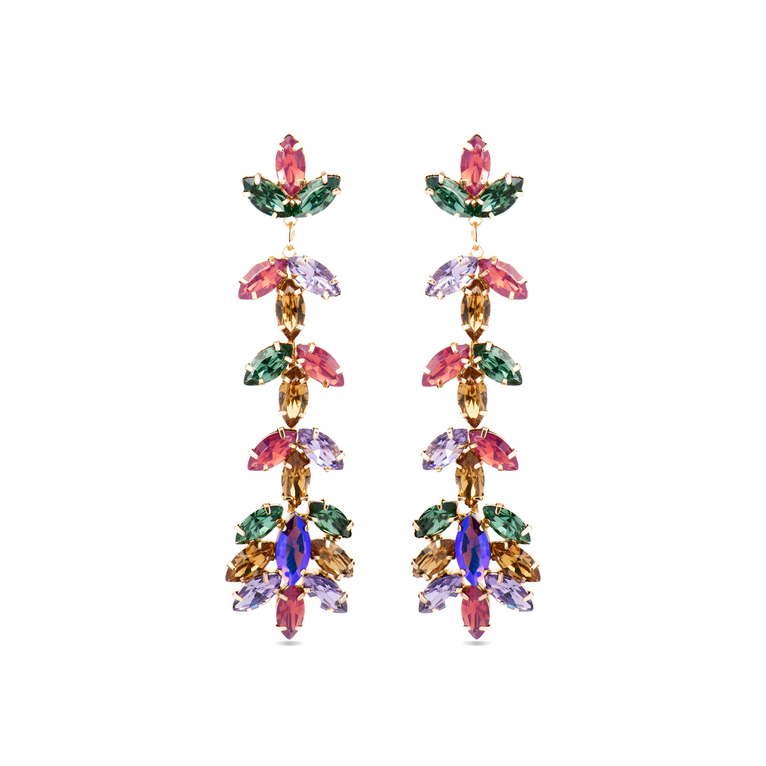 Pendientes con Cristal Multicolor acabado oro 18k - Durblai