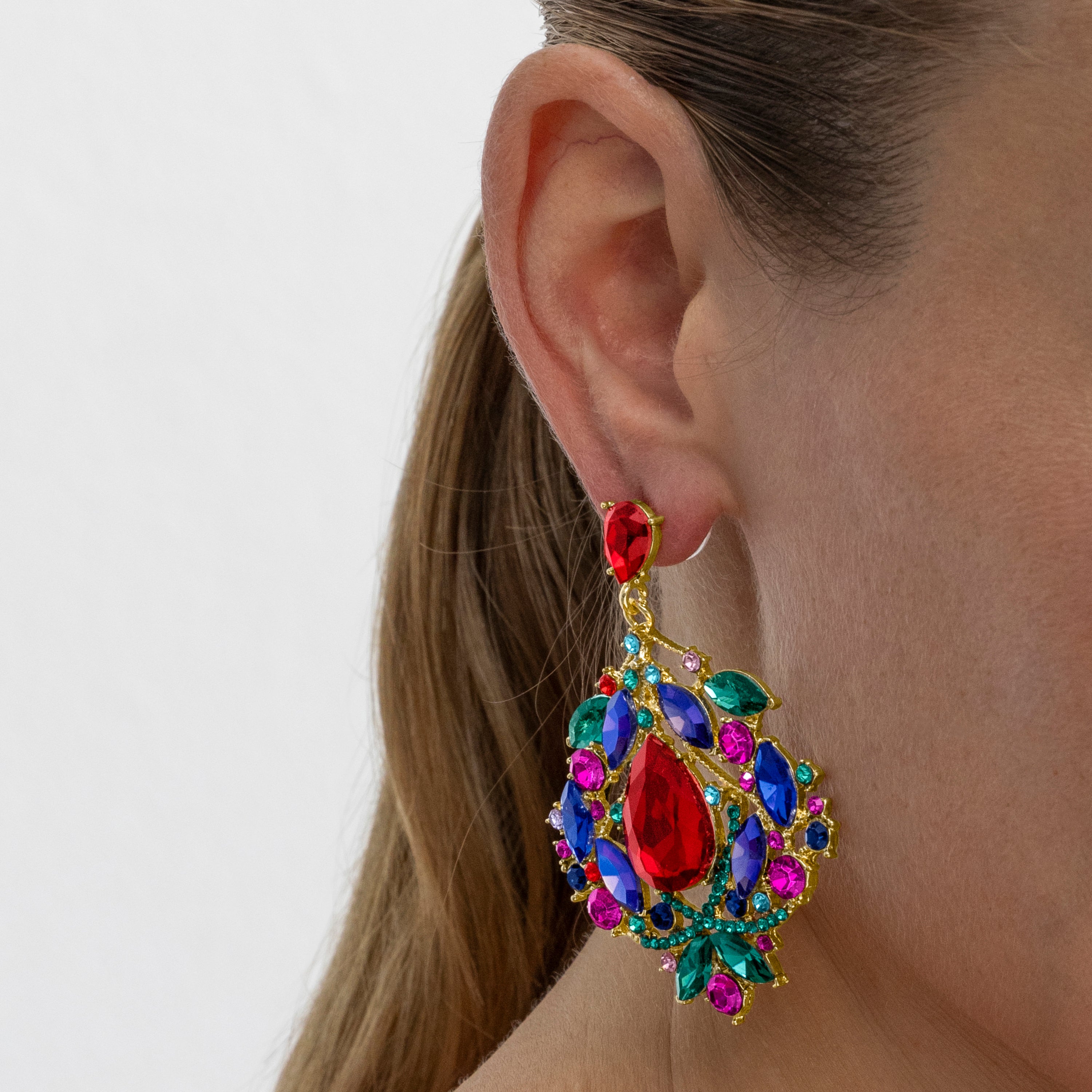 Ohrringe mit mehrfarbigem Kristall, 18k Gold-Finish - Moken