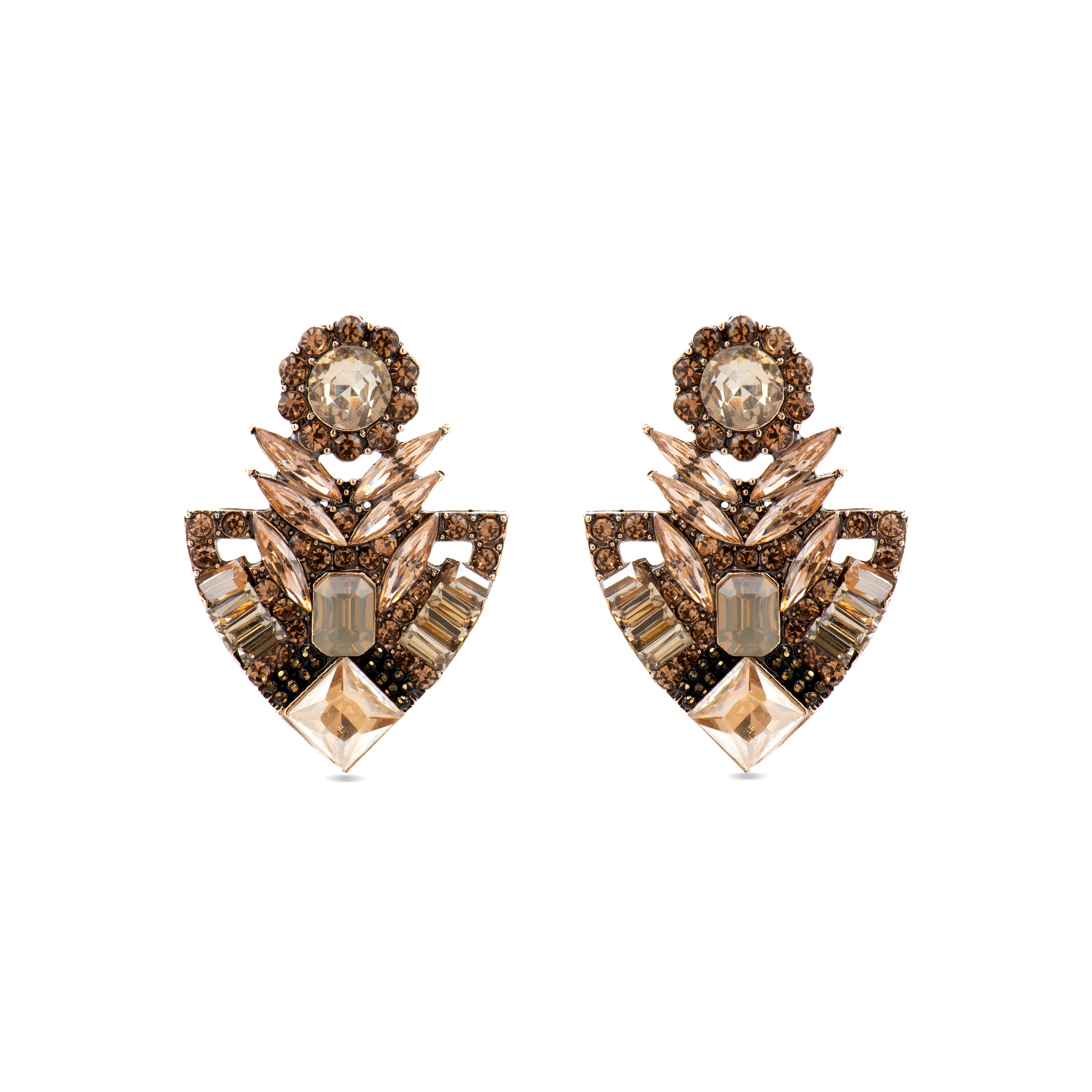 Multicolor Crystal Earrings with 18k Gold Finish - Gothka