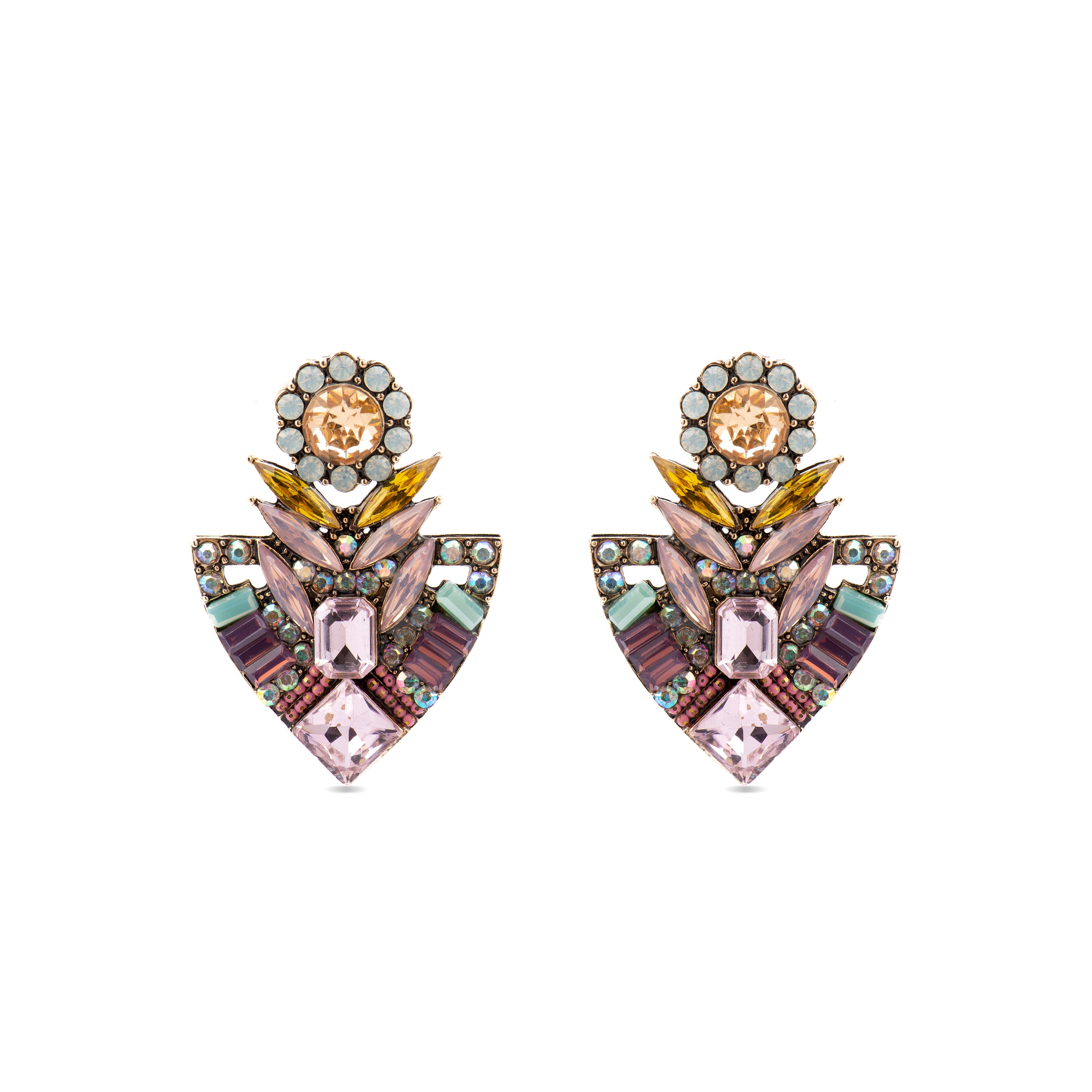 Brincos com Cristal Multicolor acabamento em ouro 18k - Aphuat