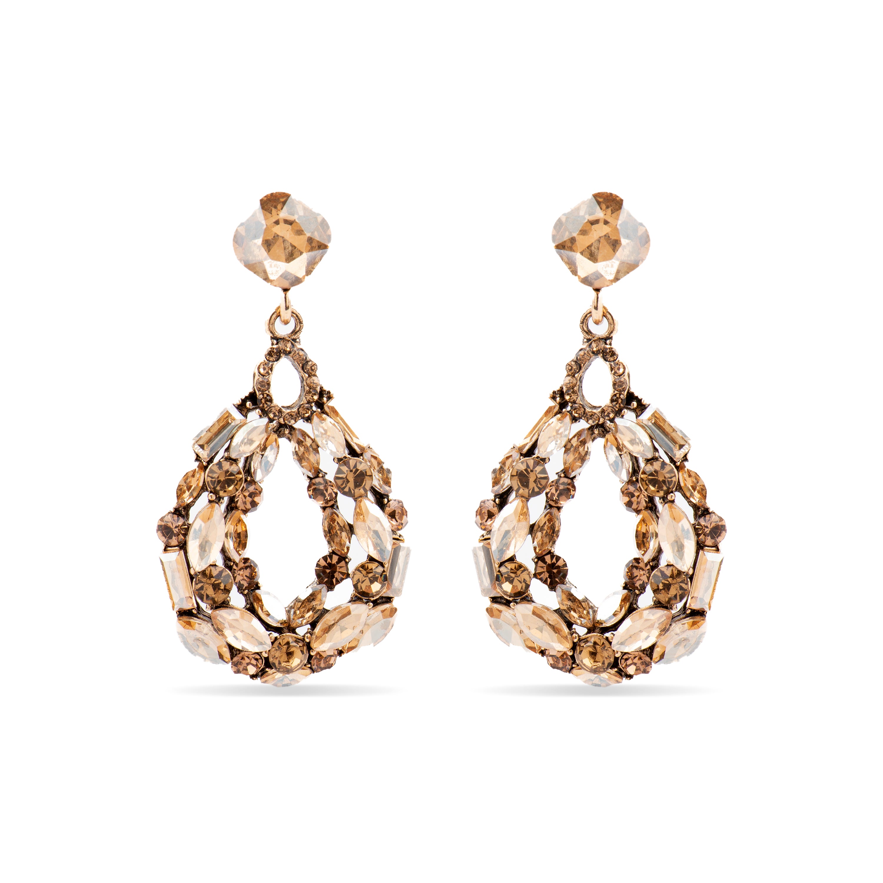 Multicolor Crystal Earrings with 18k Gold Finish - Liodas