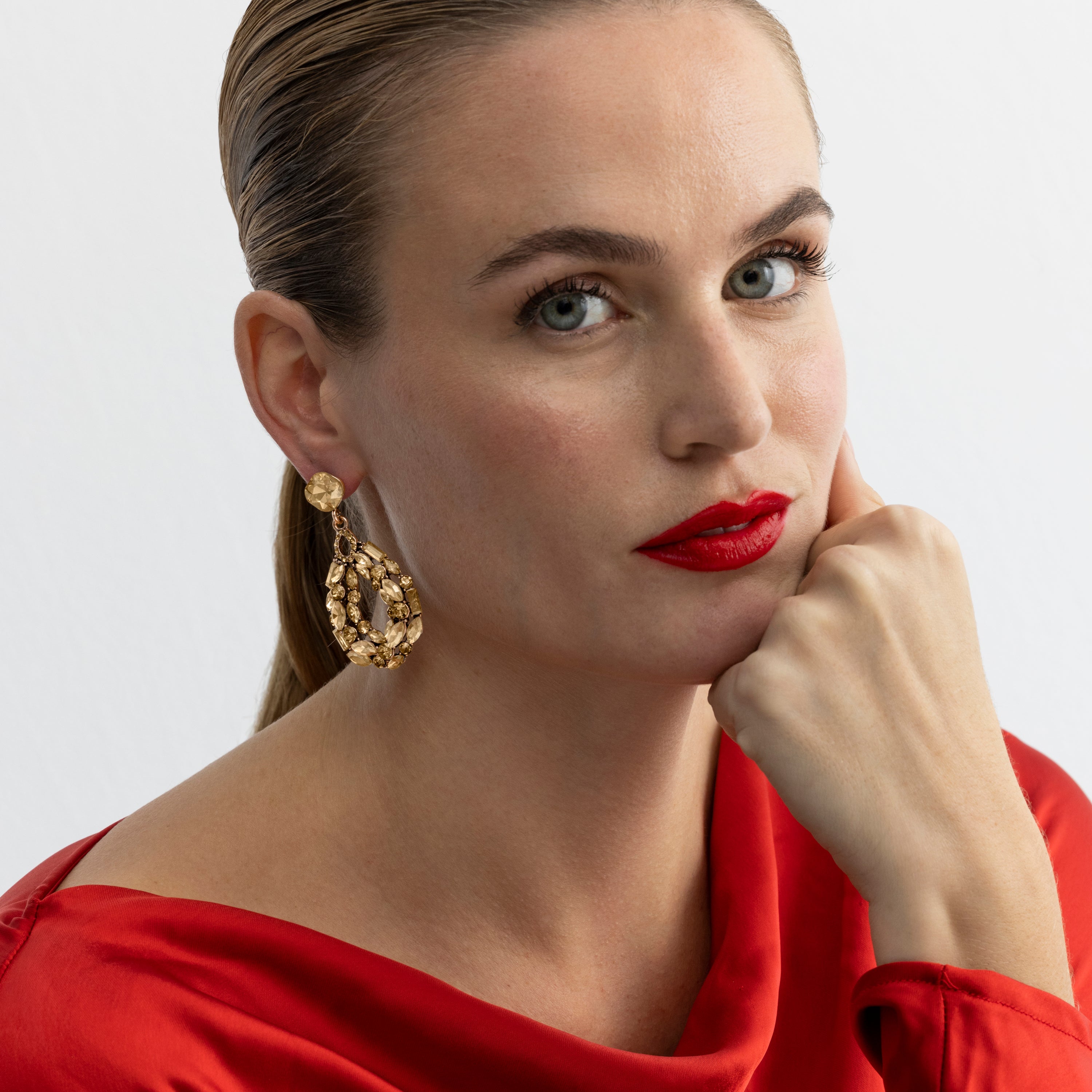 Multicolor Crystal Earrings with 18k Gold Finish - Liodas