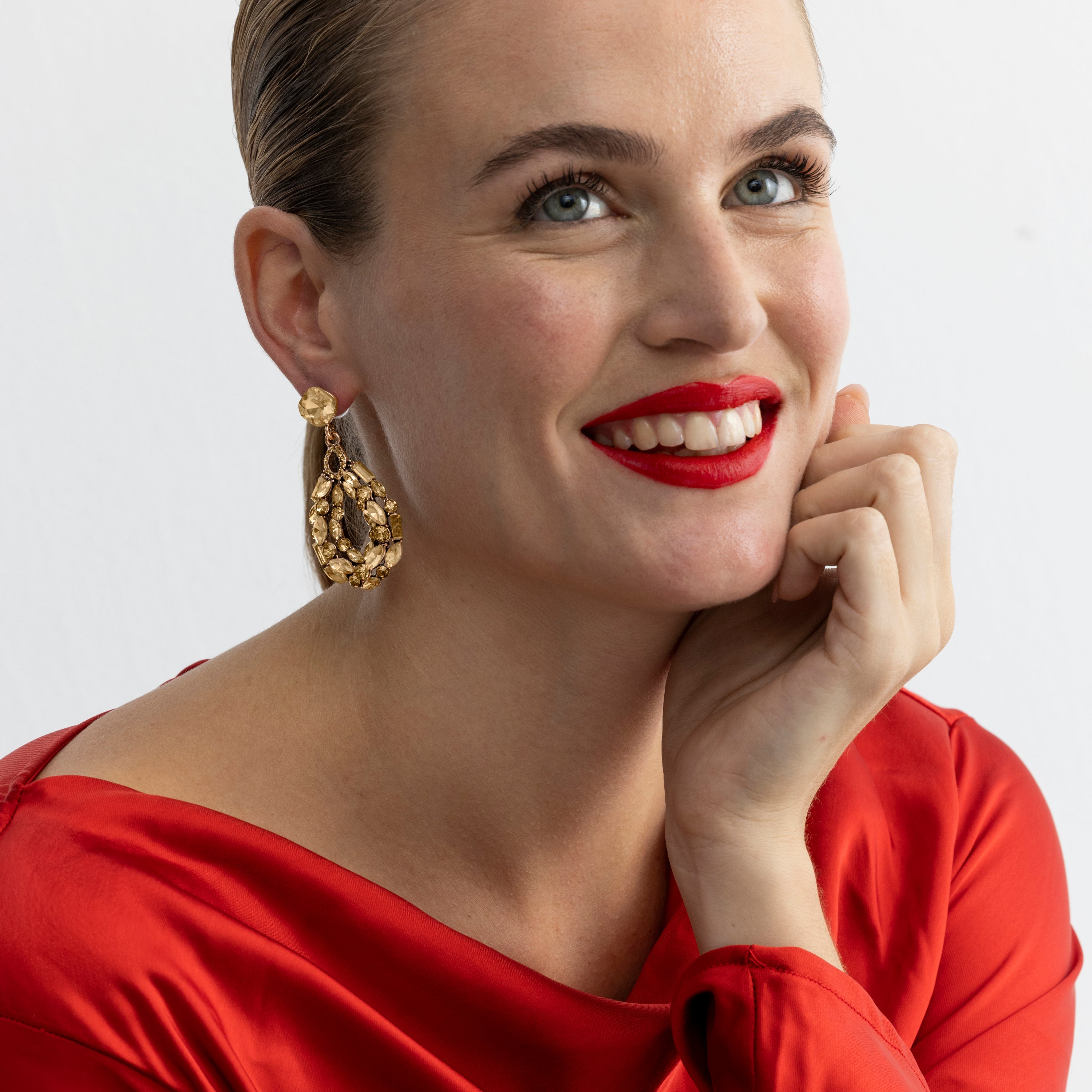 Multicolor Crystal Earrings with 18k Gold Finish - Liodas
