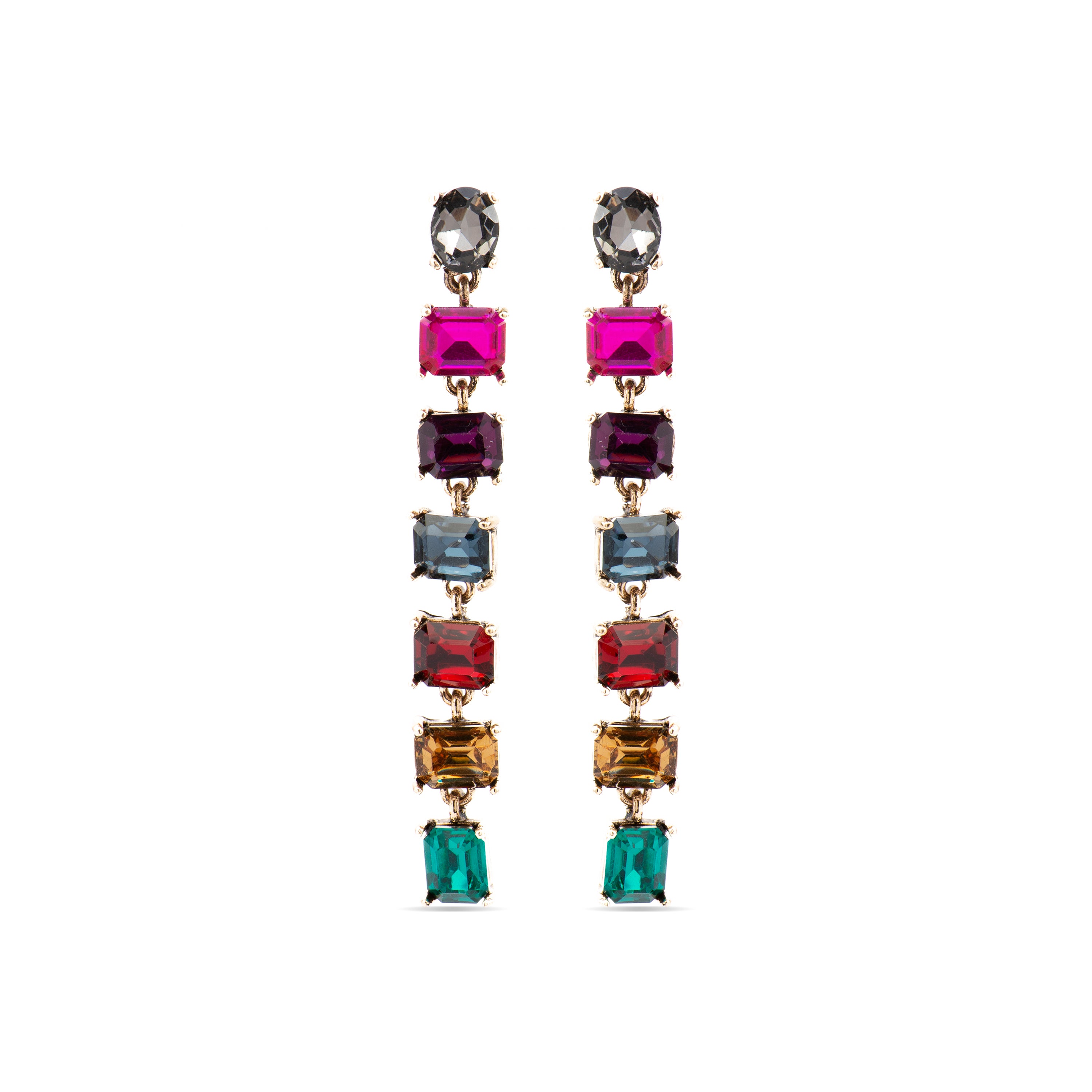 Multicolor Crystal Earrings with 18k Gold Finish - Moray