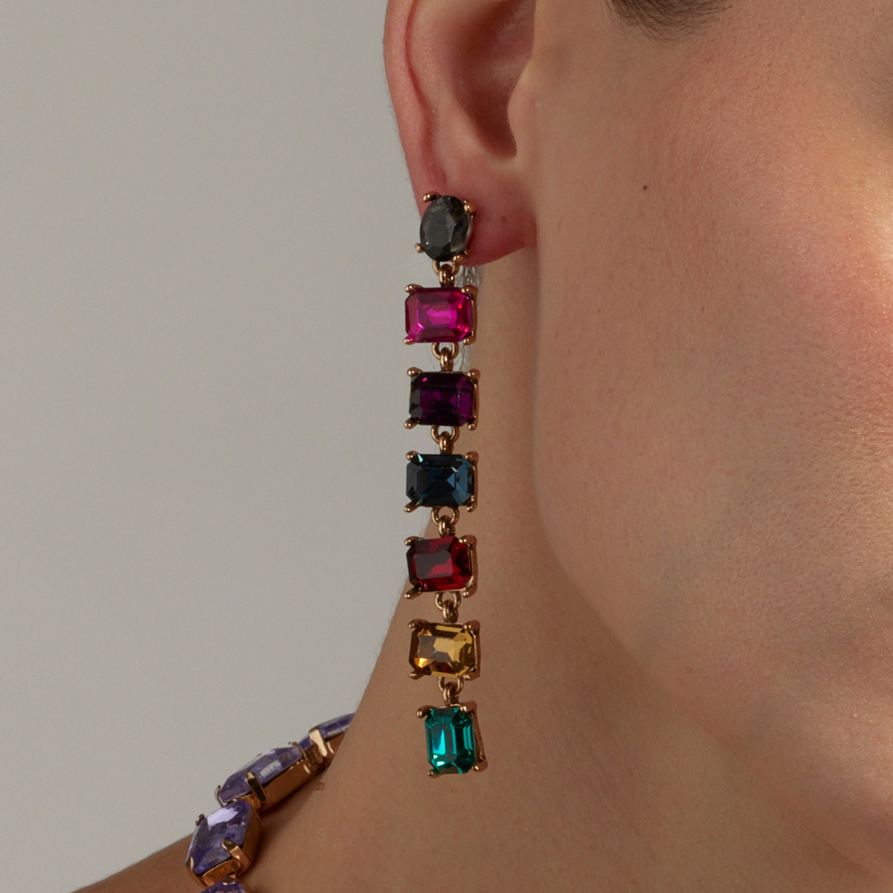 Multicolor Crystal Earrings with 18k Gold Finish - Moray