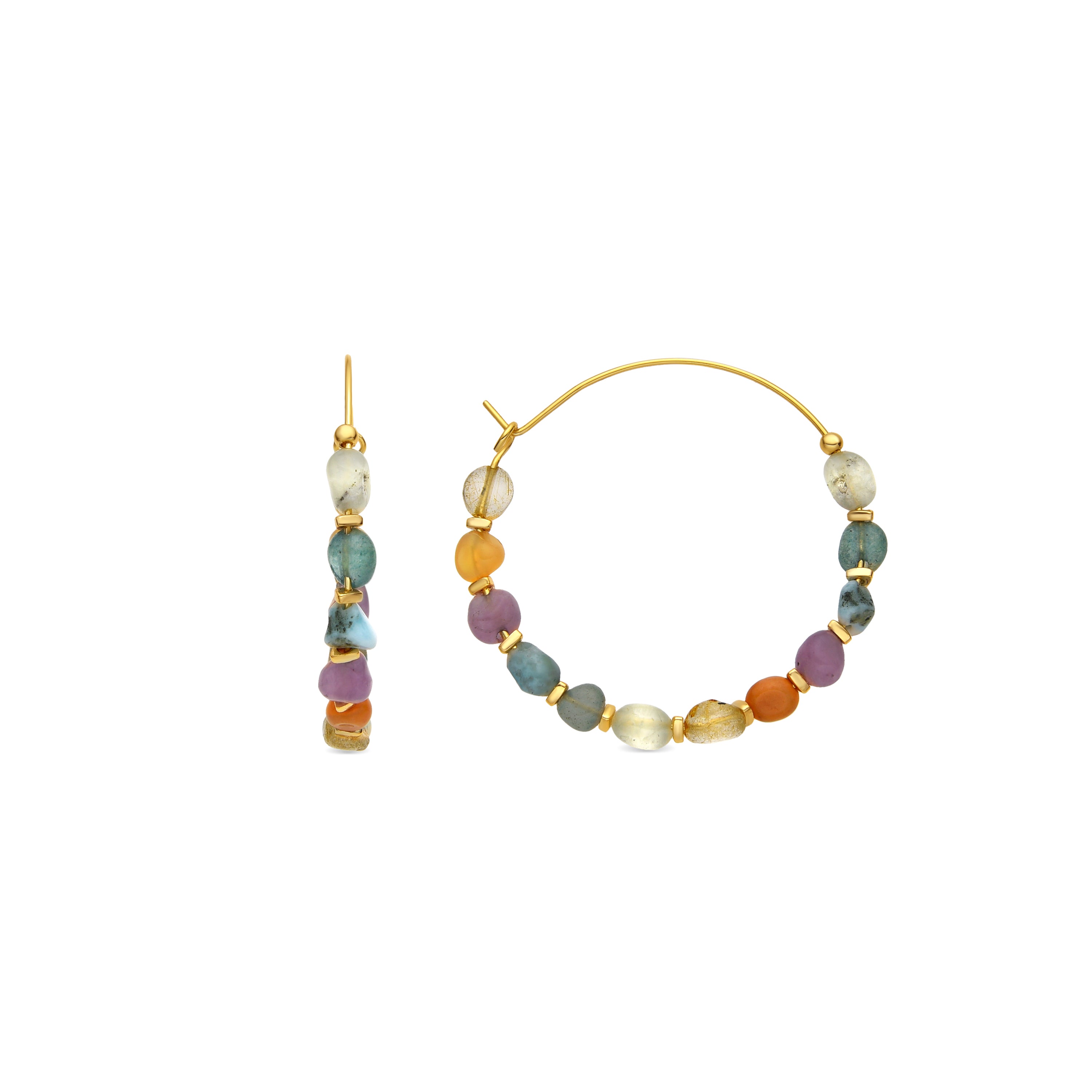 Orecchini in oro giallo 18k e pietra naturale multicolore - Terma