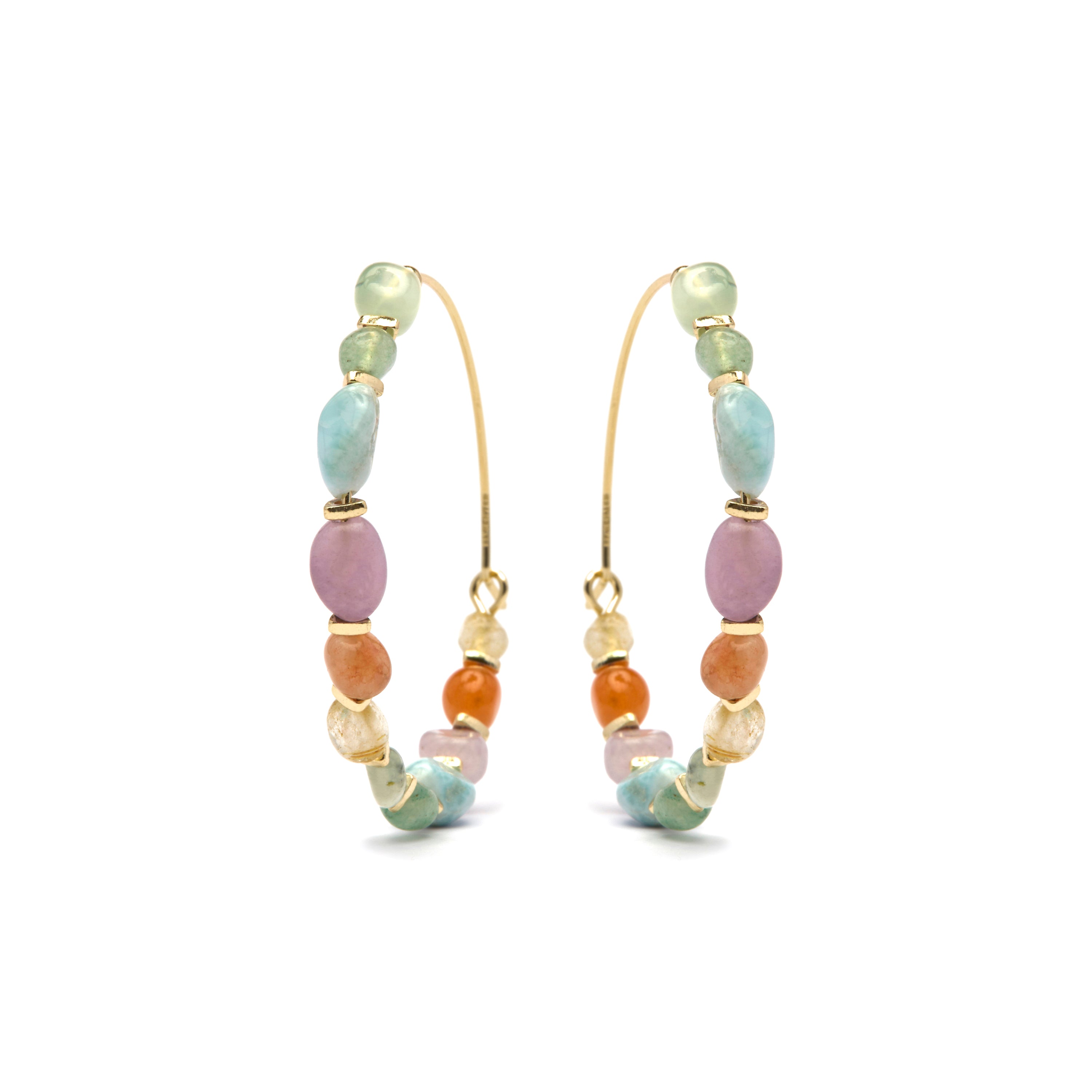 Orecchini in oro giallo 18k e pietra naturale multicolore - Terma