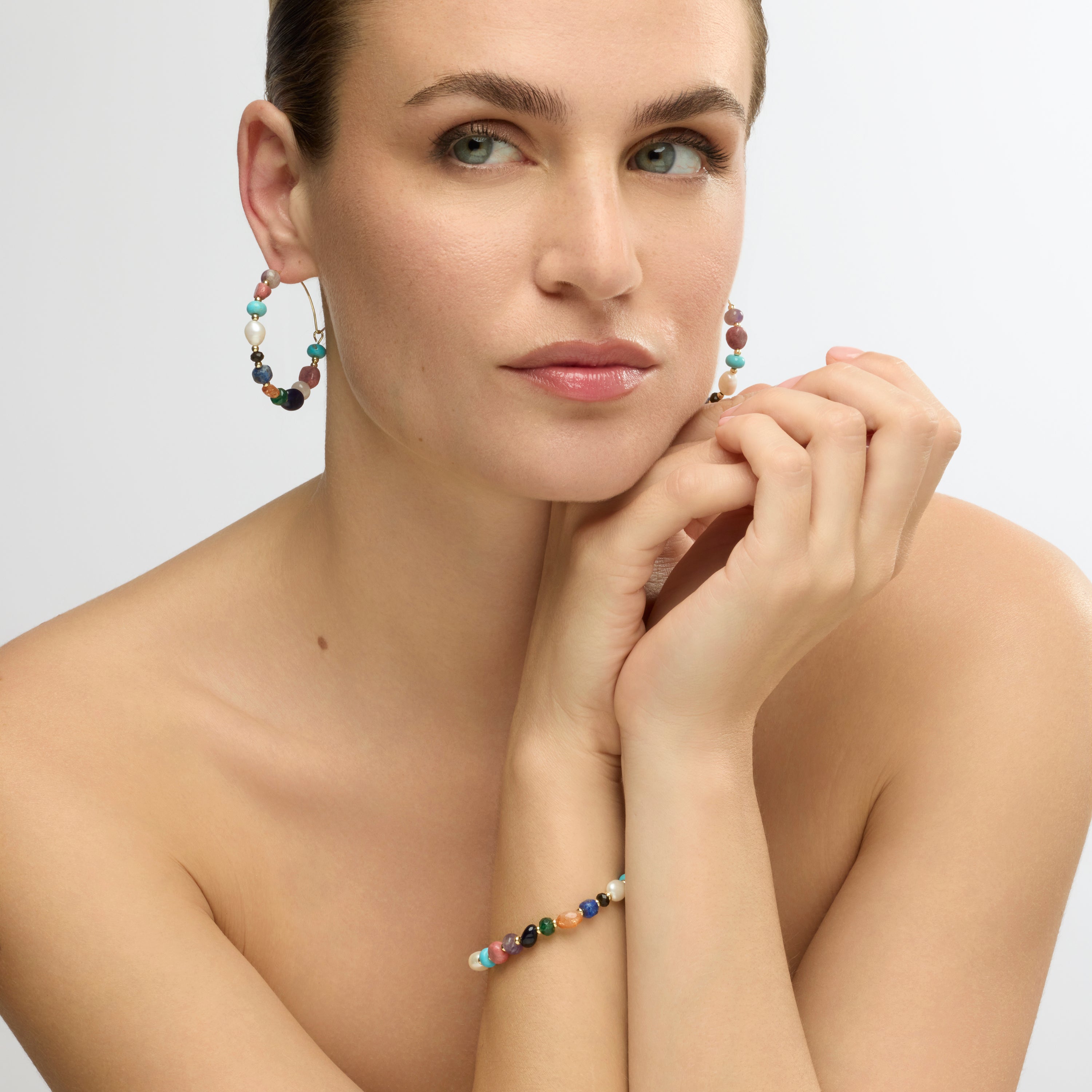 Ohrringe mit 18 Karat Gelbgold-Finish und weiße Perle - Umavi