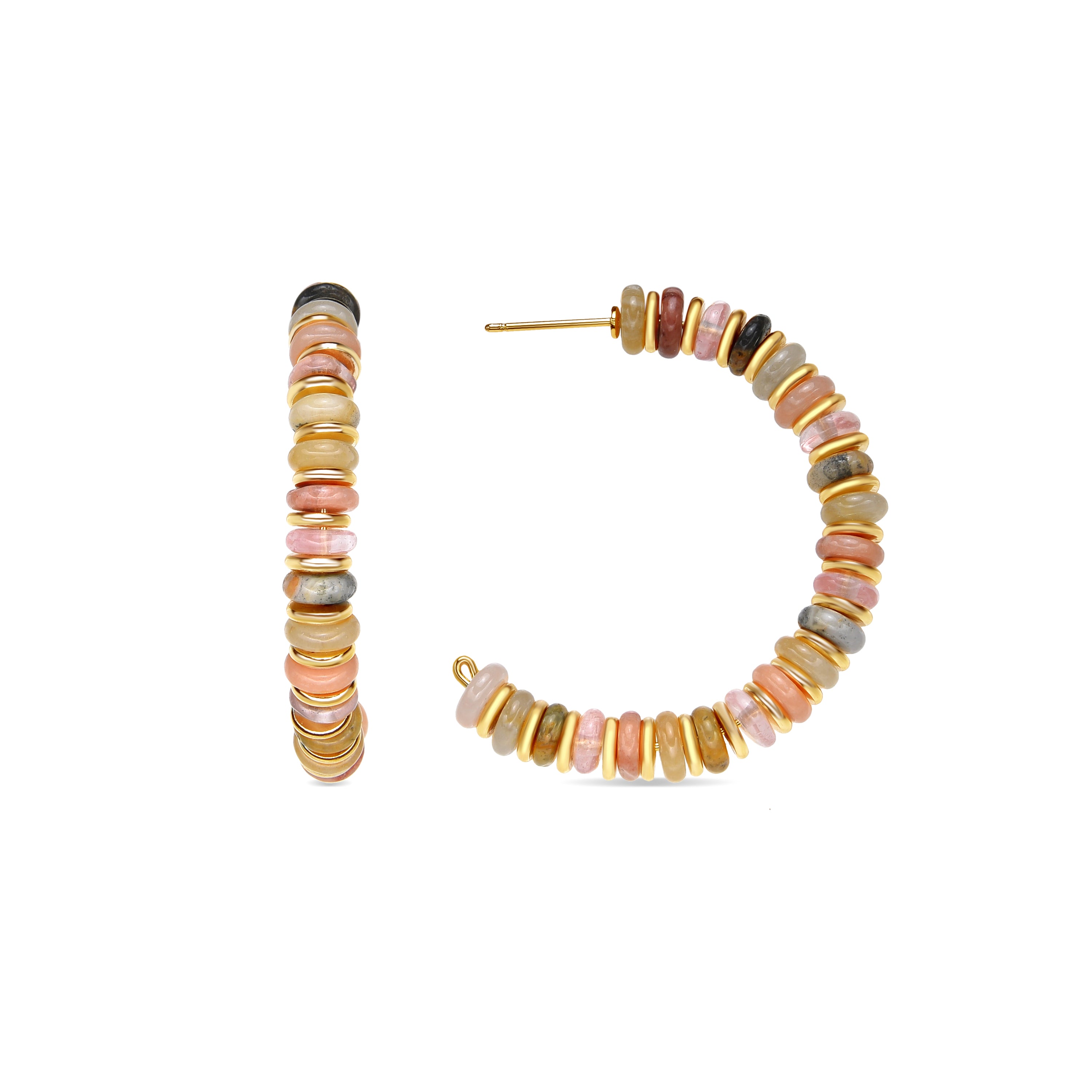 Orecchini in oro giallo 18k e pietra naturale multicolore - Onisu
