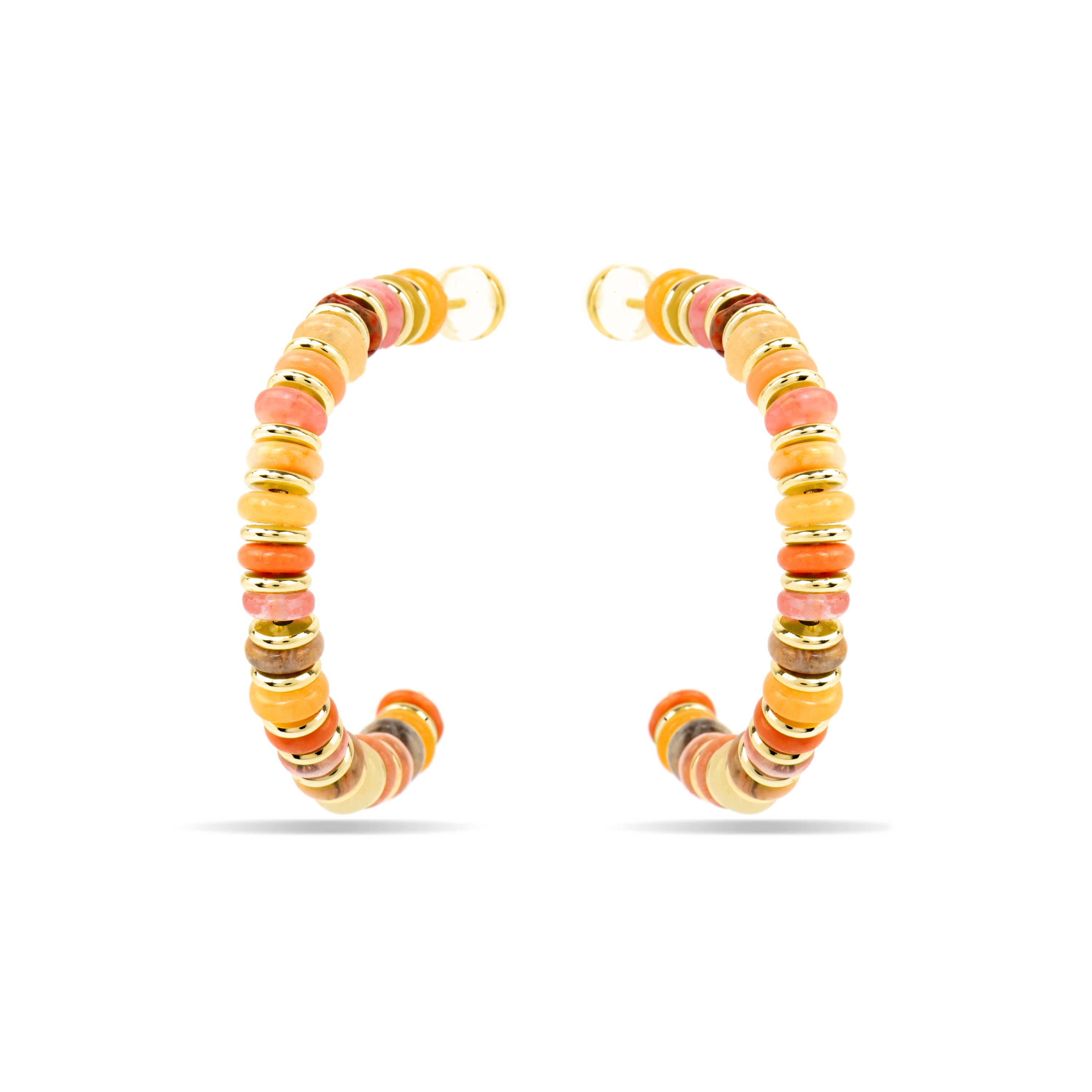 Orecchini in oro giallo 18k e pietra naturale multicolore - Onisu