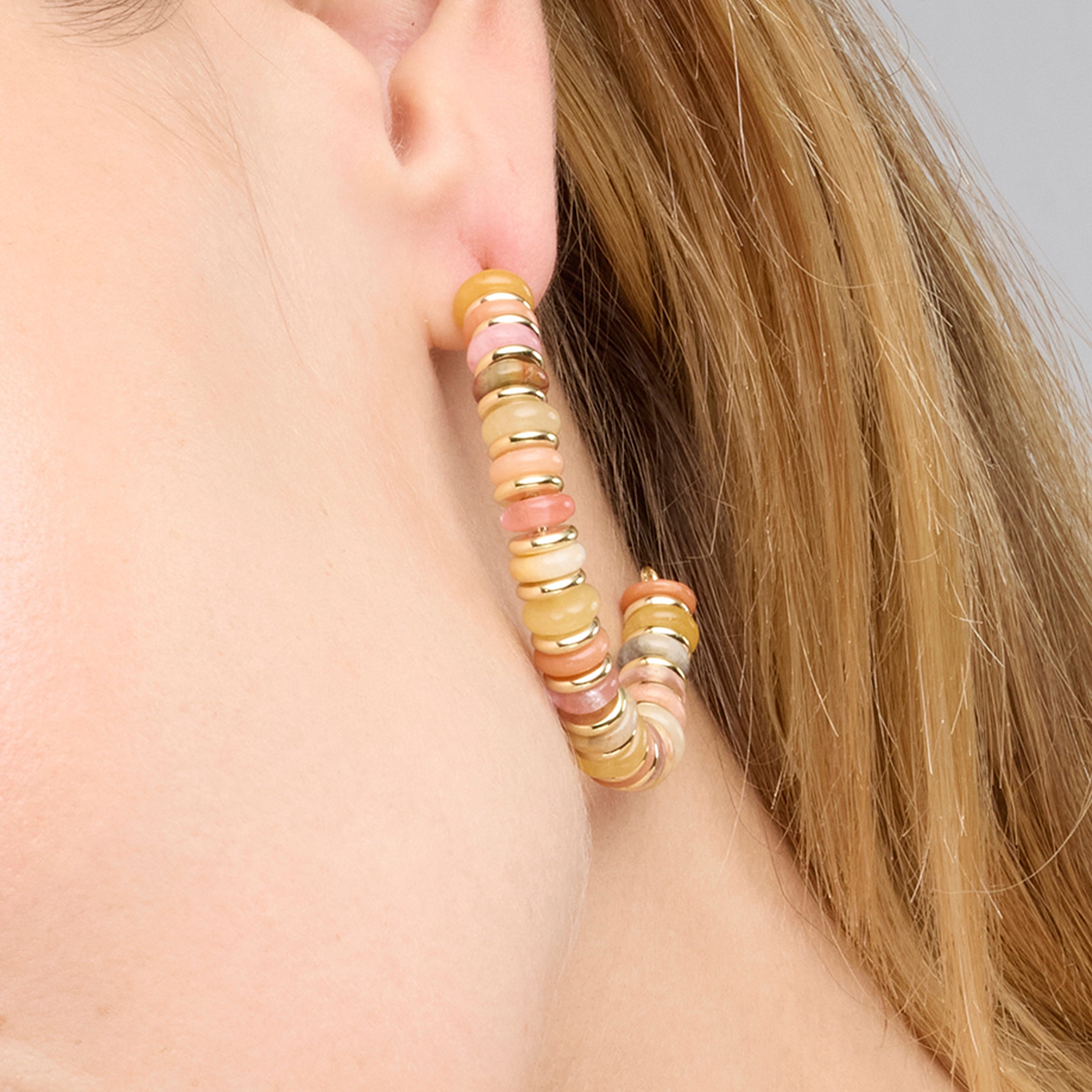 Orecchini in oro giallo 18k e pietra naturale multicolore - Onisu