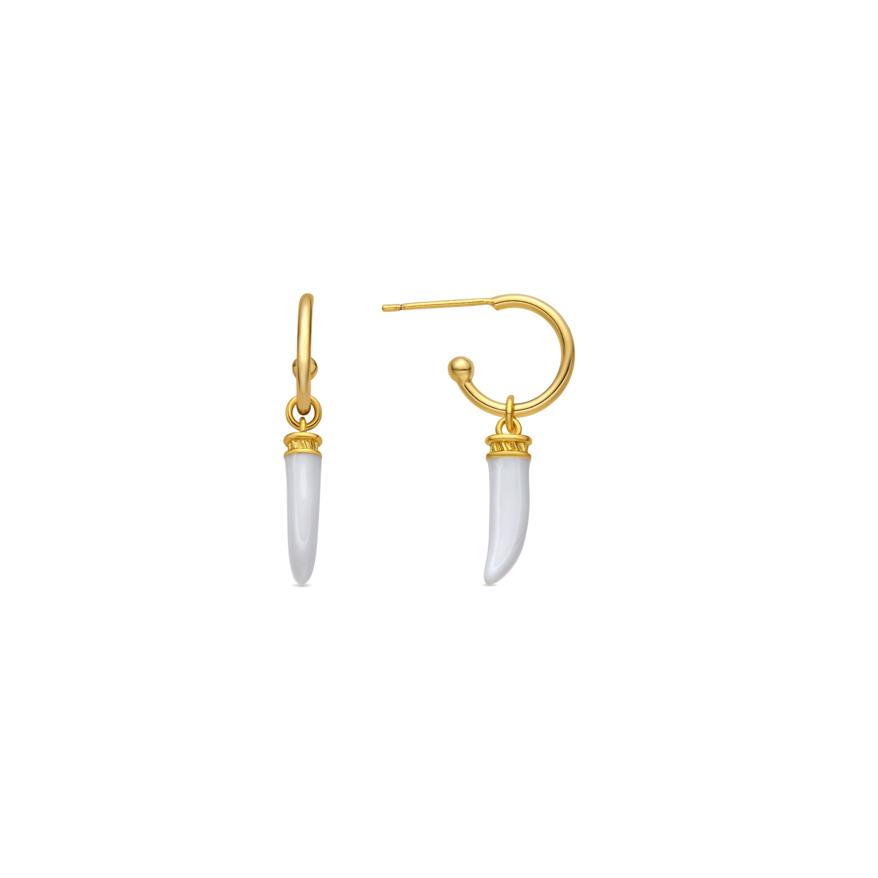Boucles d'oreilles finition or jaune 18k et résine crème - Khira