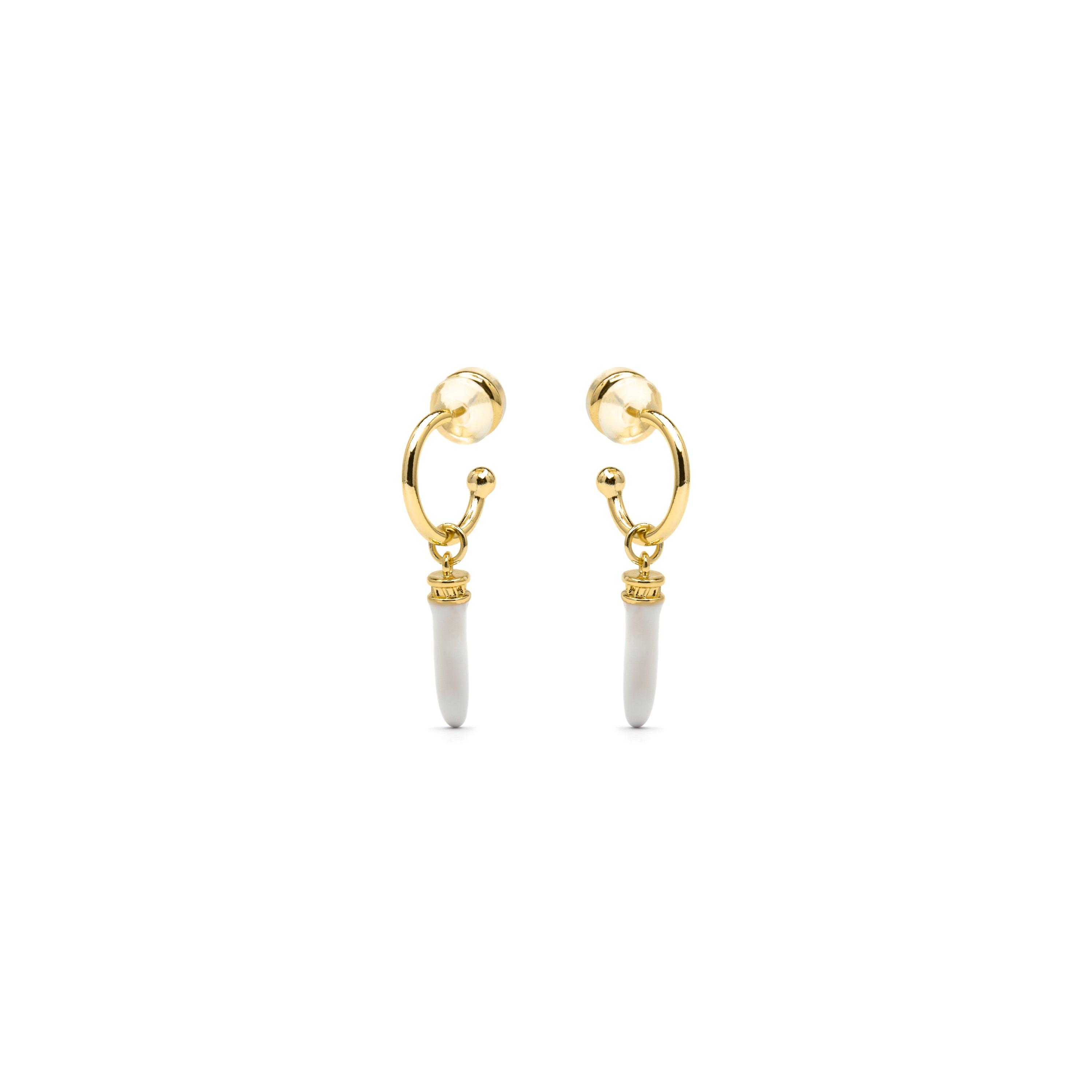 Boucles d'oreilles finition or jaune 18k et résine crème - Khira