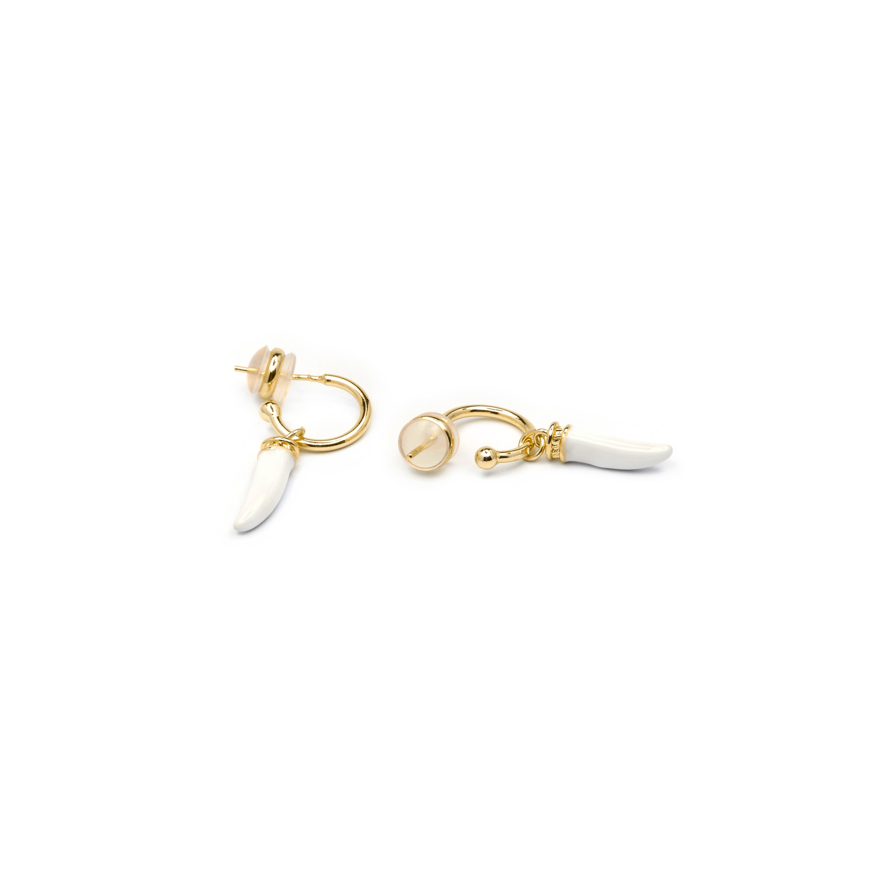 Boucles d'oreilles finition or jaune 18k et résine crème - Khira