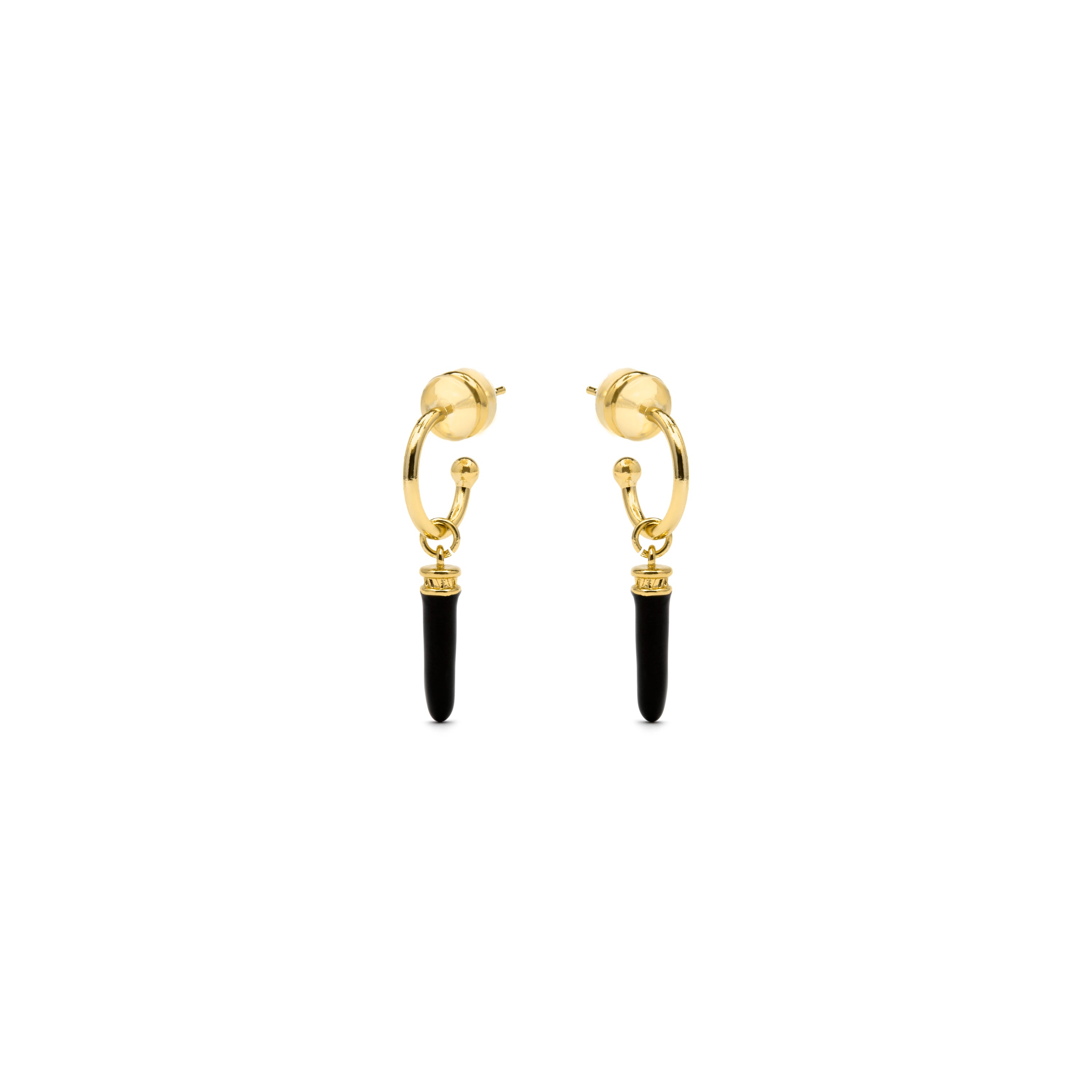 18k Yellow Gold Finish Earrings and Black Resin - Khira