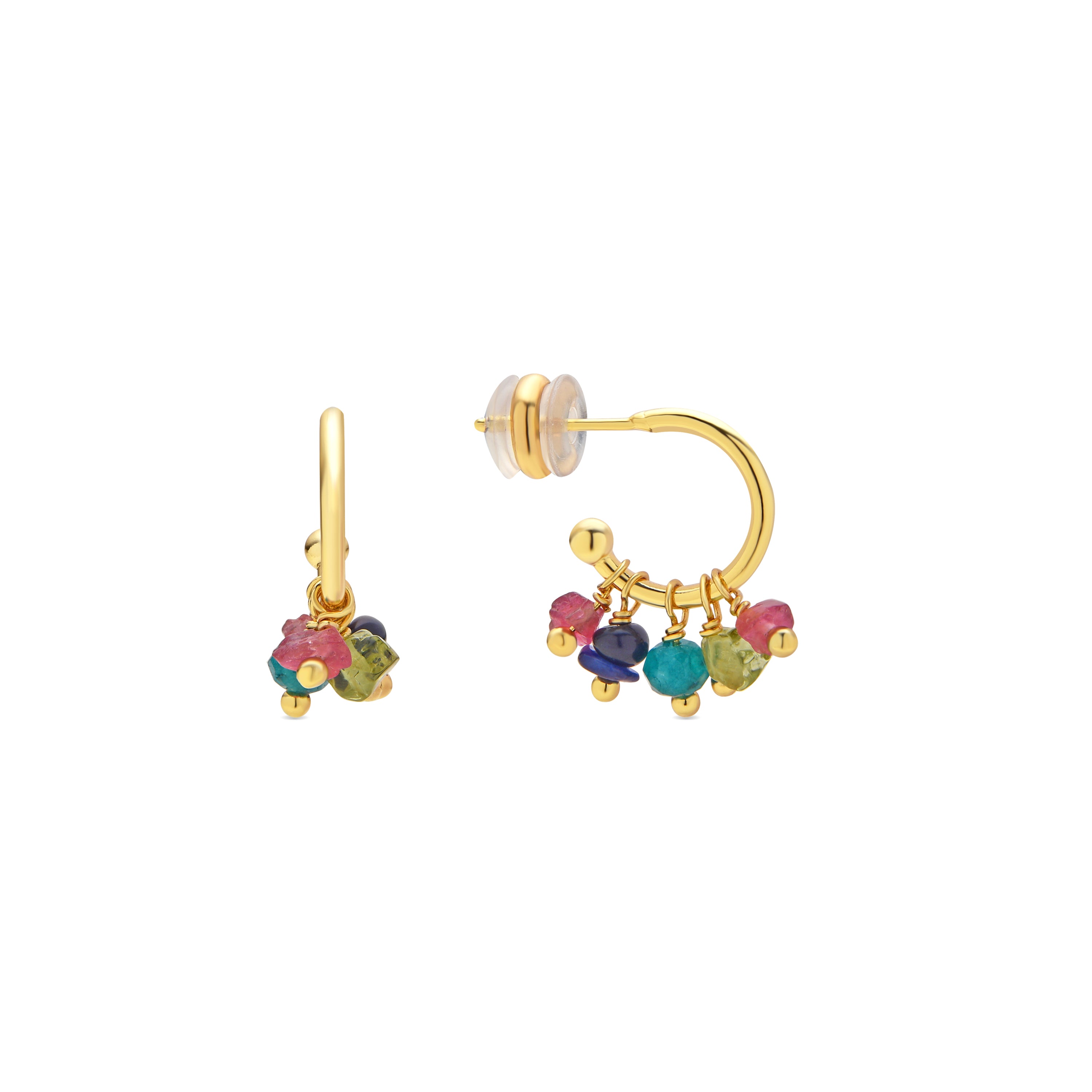 18k Yellow Gold Finish Earrings with Multicolor Natural Stone - Onisu
