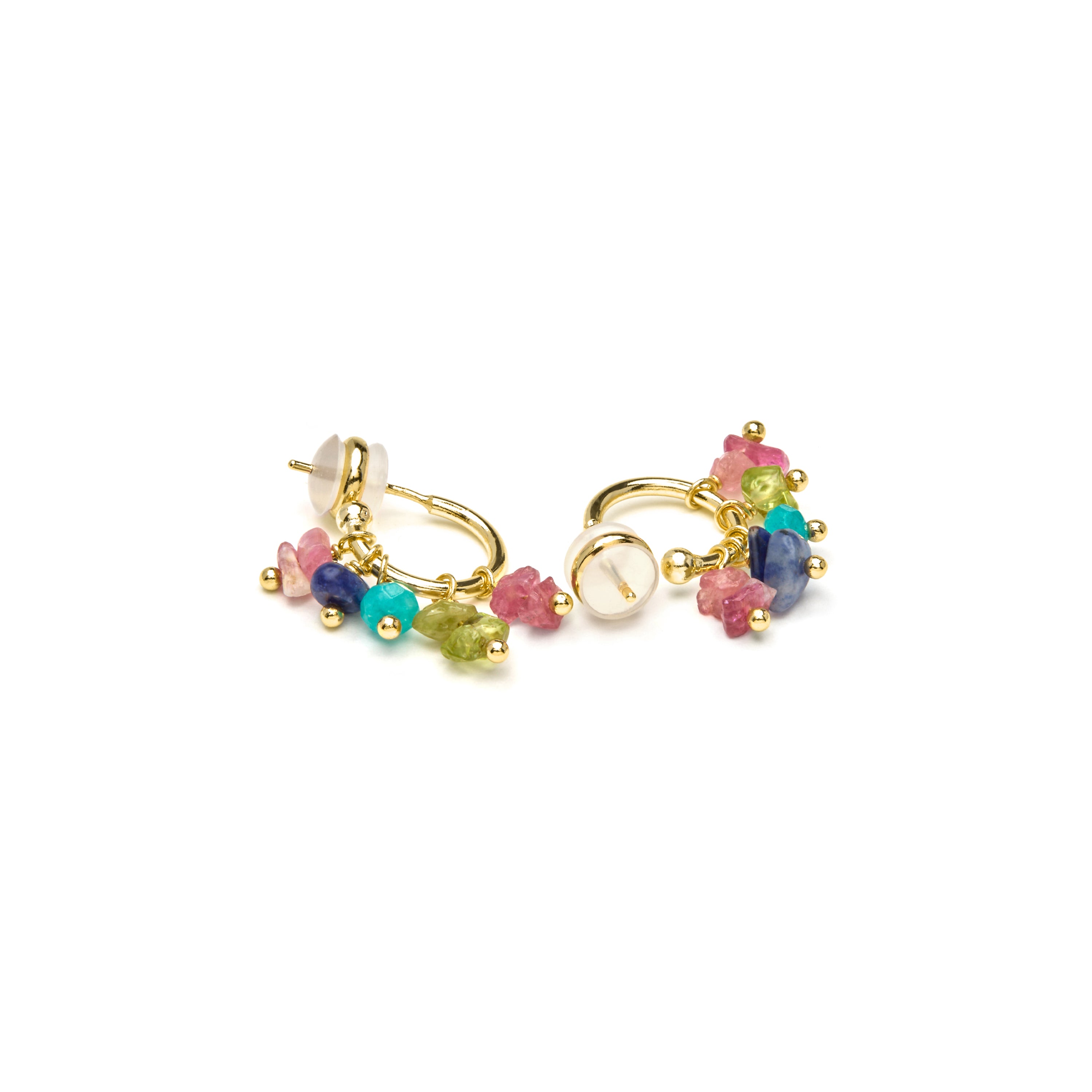 18k Yellow Gold Finish Earrings with Multicolor Natural Stone - Onisu